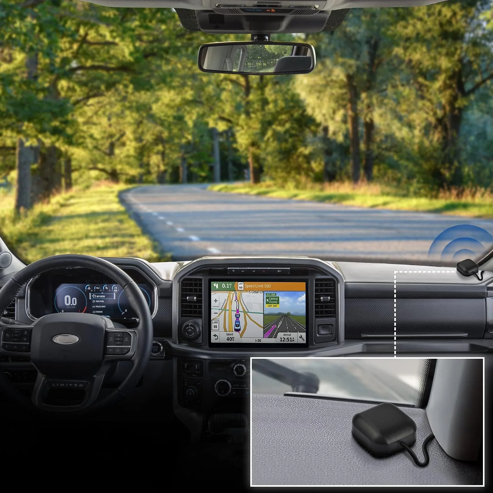Bingfu Antenna GPS Auto Fakra C Base Magnetica Attiva per Radio Modulo Navigazione