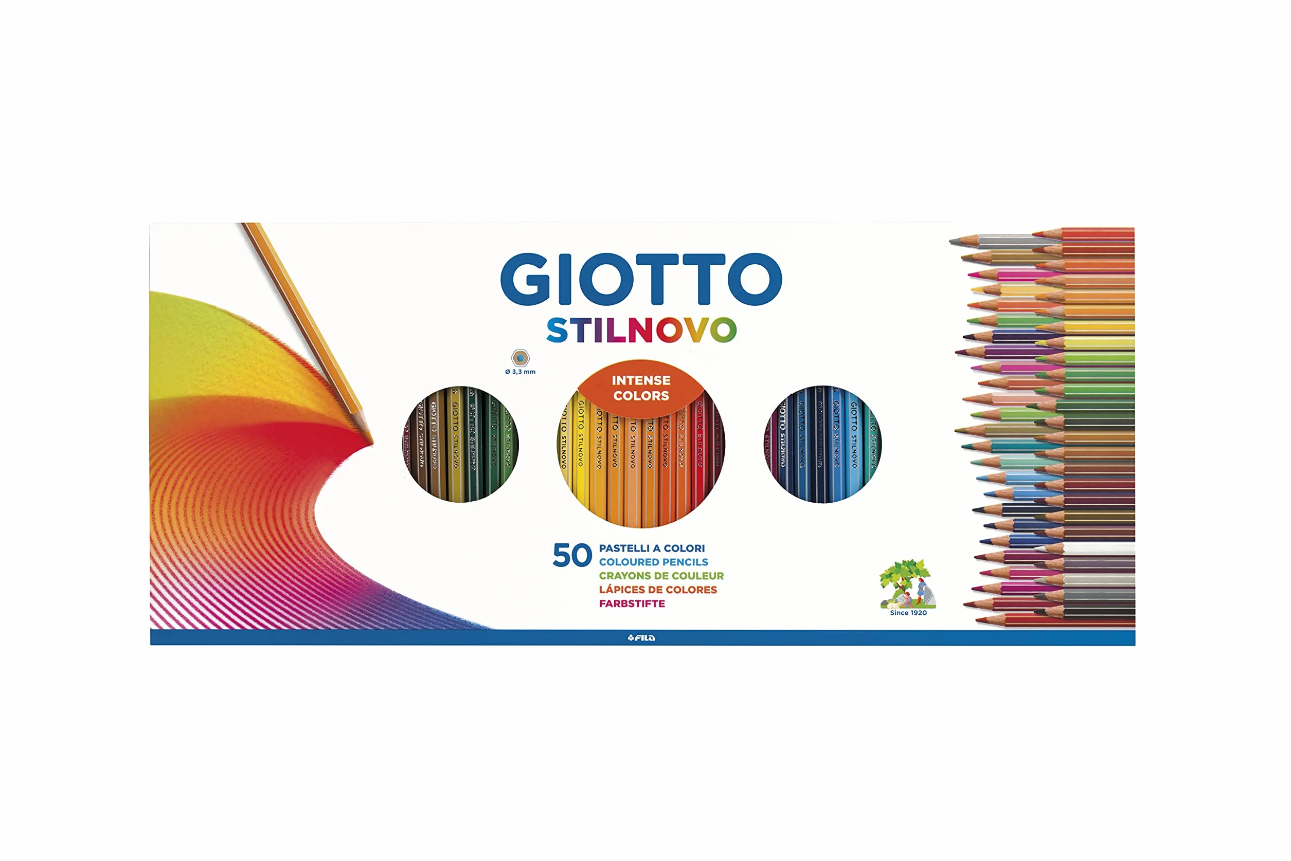GIOTTO Stilnovo Astuccio 50 Matite a Pastello Colorate 3.3mm Colori Intensi