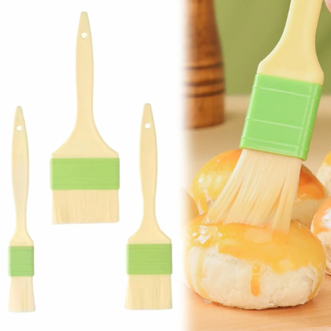 3 Pcs Spazzola Barbecue, Pennello Cucina, Pennello per Pasticceria Resistente al Calore, Pennello da Olio, per l'Applicazione di Marinate e Pasticcini, Forno, Cucinare, Grigliare Salsa