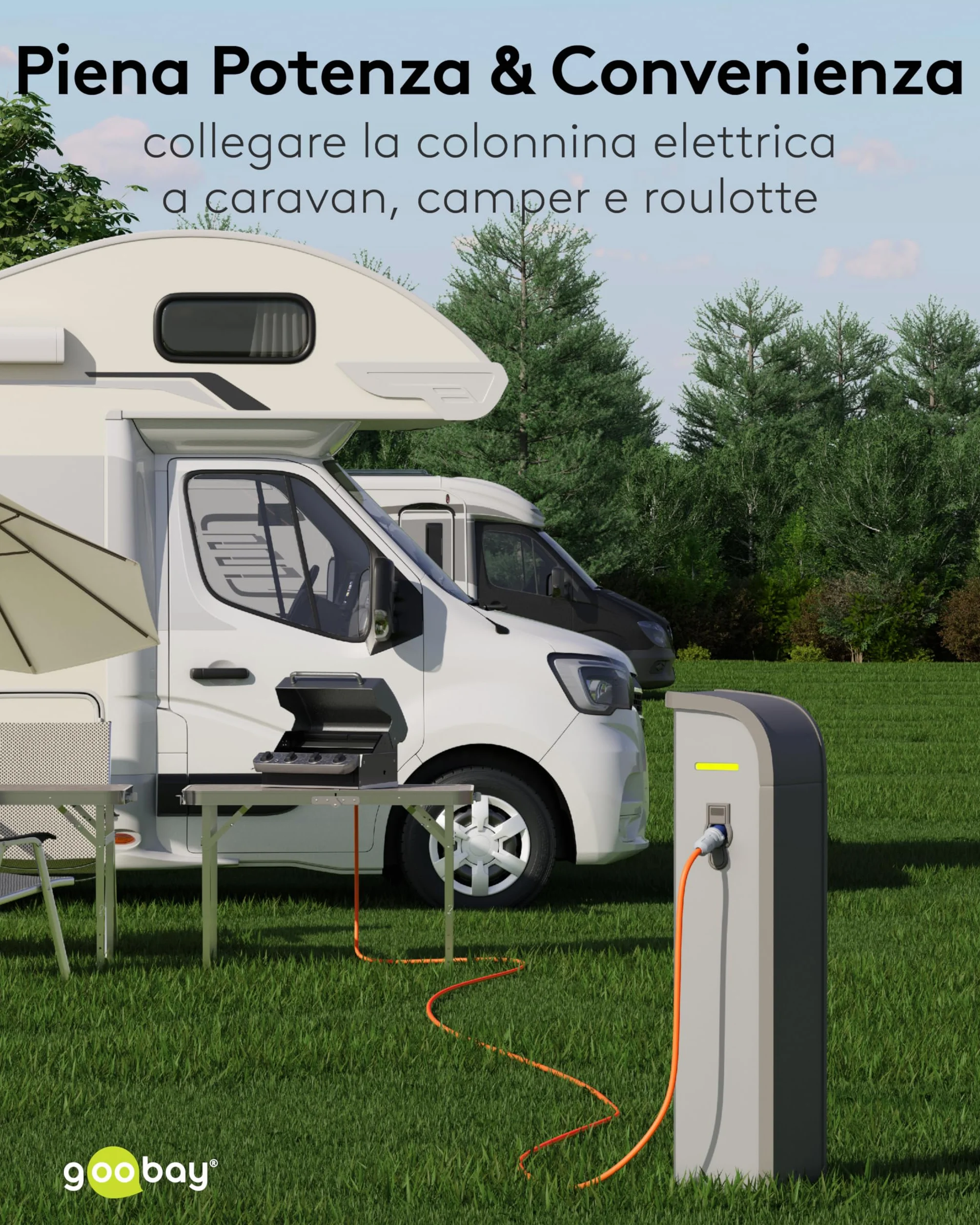 goobay Cavo adattatore CEE per caravan, 1,5 m, spina CEE a presa con contatto di protezione, uso esterno con IP44, 76223