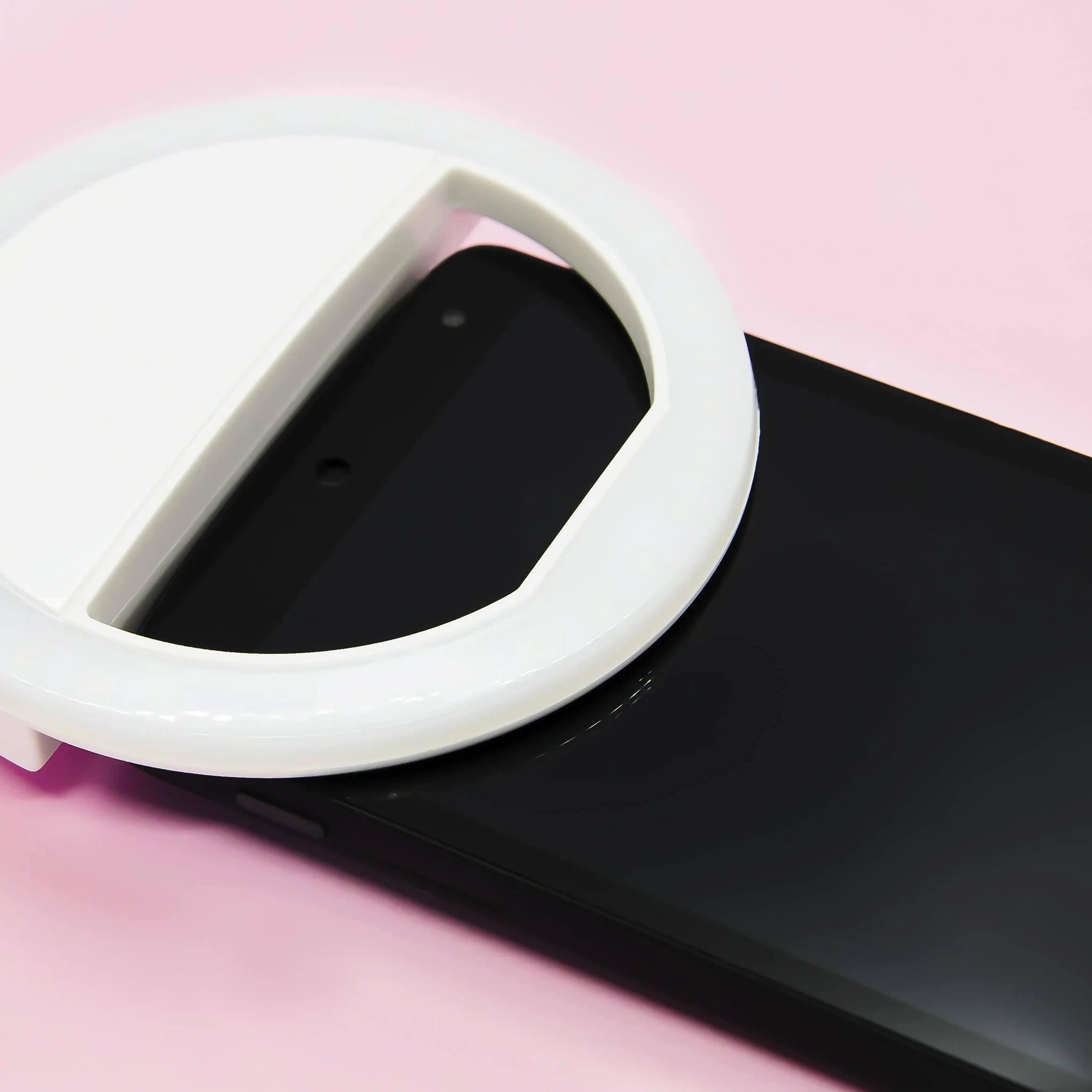 Mini Ring Light per Smartphone Anello Luminoso 20 LED Luce Fotografica Micro-USB Selfie Ring Light Pinza Batteria 60 MAH Bianco
