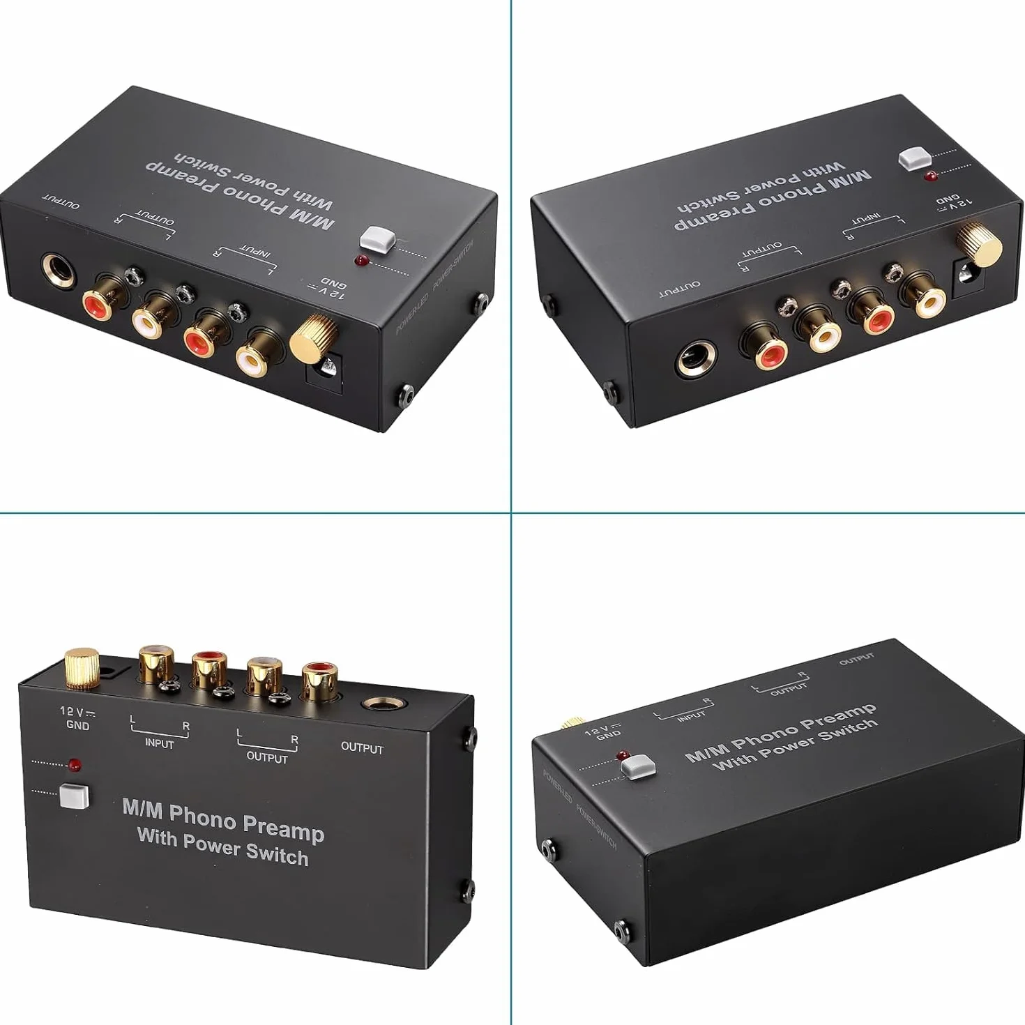 MM Phono Preamplificatore, Mini Preamp Fono DC 12V Audio Stereo per Giradischi a Basso Rumore con Ingresso/Uscita RCA