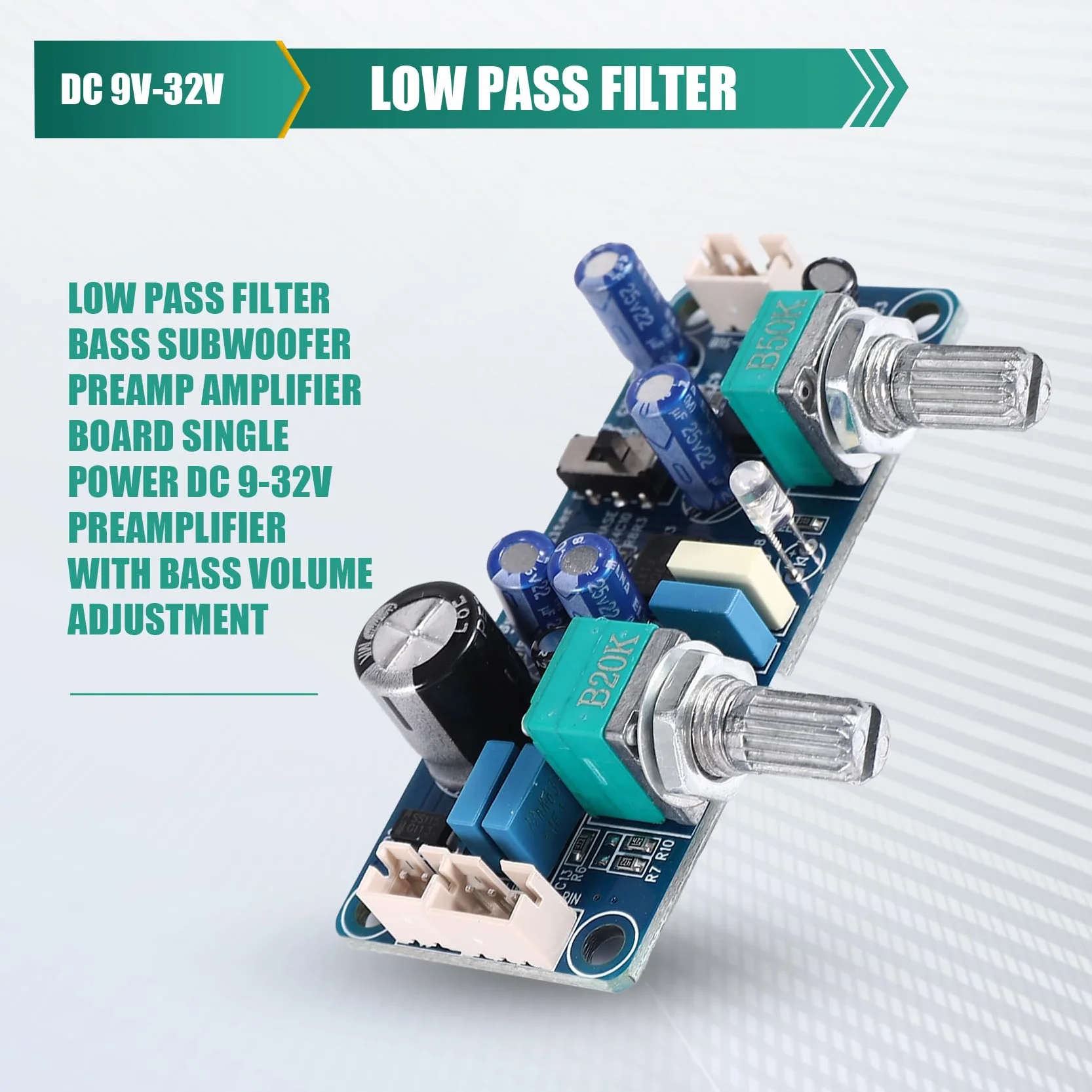 Preamplificatore Subwoofer Filtro Passa Basso Scheda Amplificatore DC 9-32 V Regolazione Volume