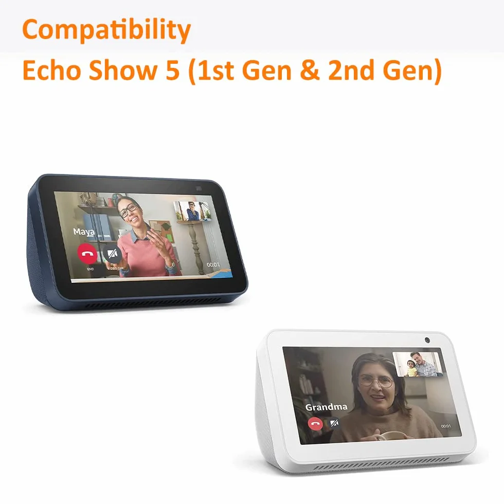 Supporto regolabile magnetico 360° per Amazon Echo Show 5, nero