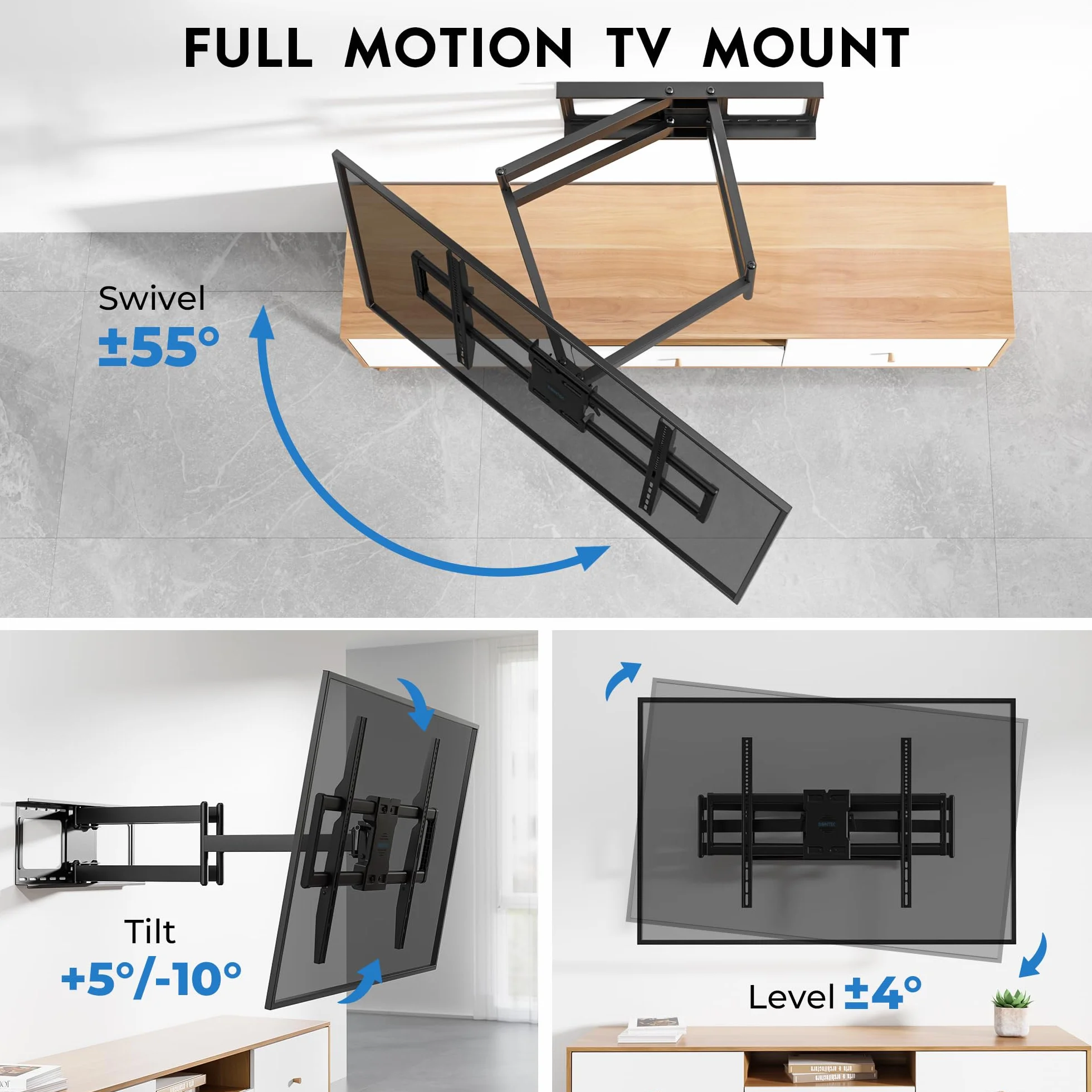 BONTEC Supporto TV Parete Full Motion 60-110 Pollici, VESA 800x600 Mm, 125 Kg