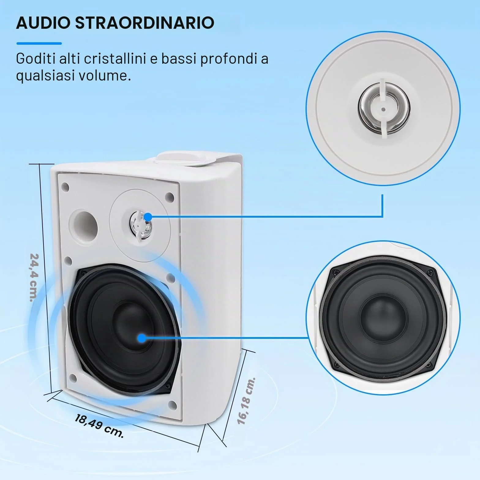 Herdio 5,25 pollici 300 Watt altoparlanti esterni Bluetooth
