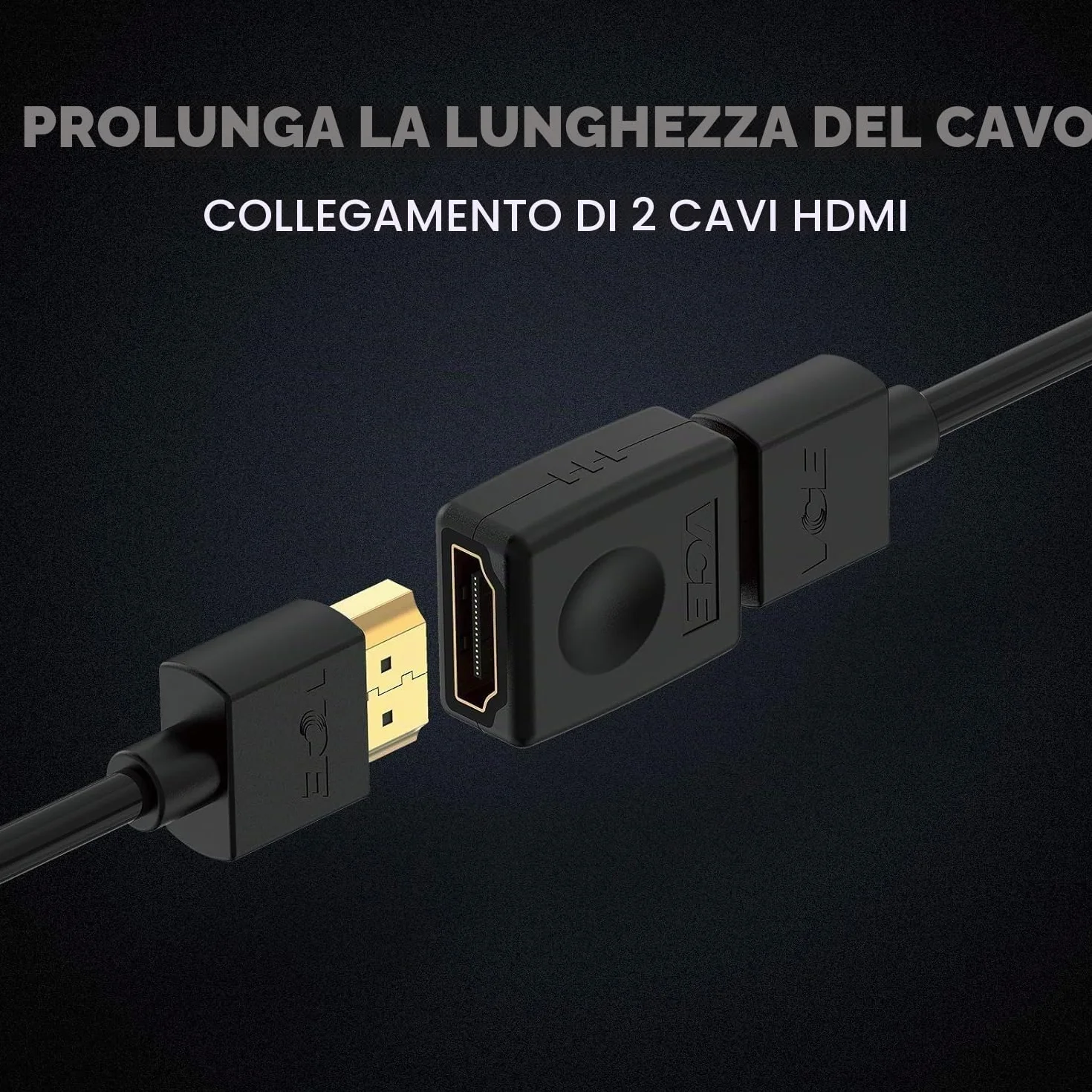 VCE Adattatore HDMI Femmina-Femmina Placcato Oro, Supporta 4K@60Hz HDR ARC, 2 Pezzi