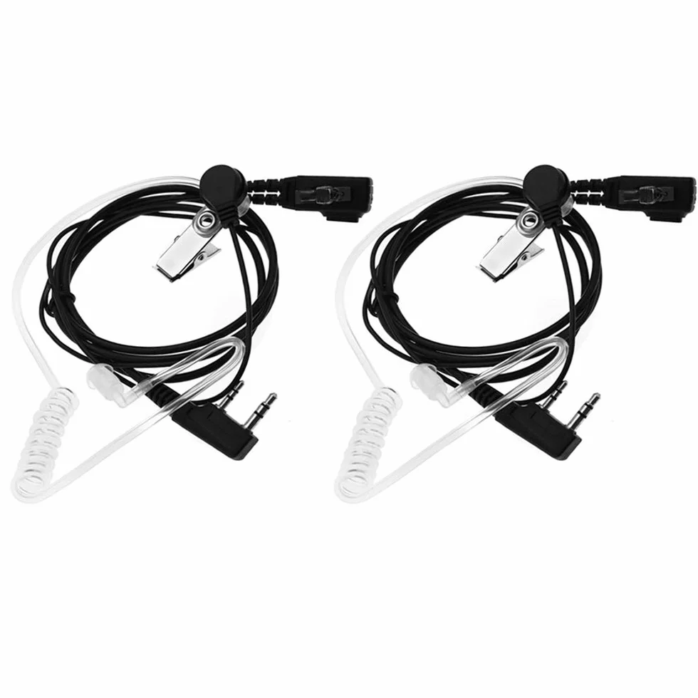 BaoFeng Auricolare a 2 pin con microfono PTT per radio a 2 vie Kenwood Puxing UV-5R 888S (confezione da 2)
