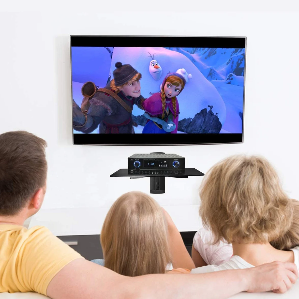 Suptek Supporto da Parete per Lettori DVD e Console TV con Ripiano in Vetro Nero CS201