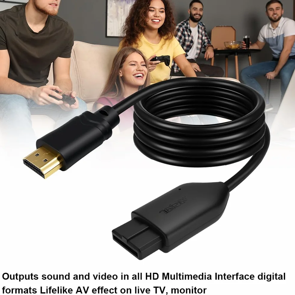 AXFEE Adattatore HDMI N64, Compatibile N64/NGC/SNES, Cavo 150 cm, Convertitore HD per Console, Plug and Play, Czarny
