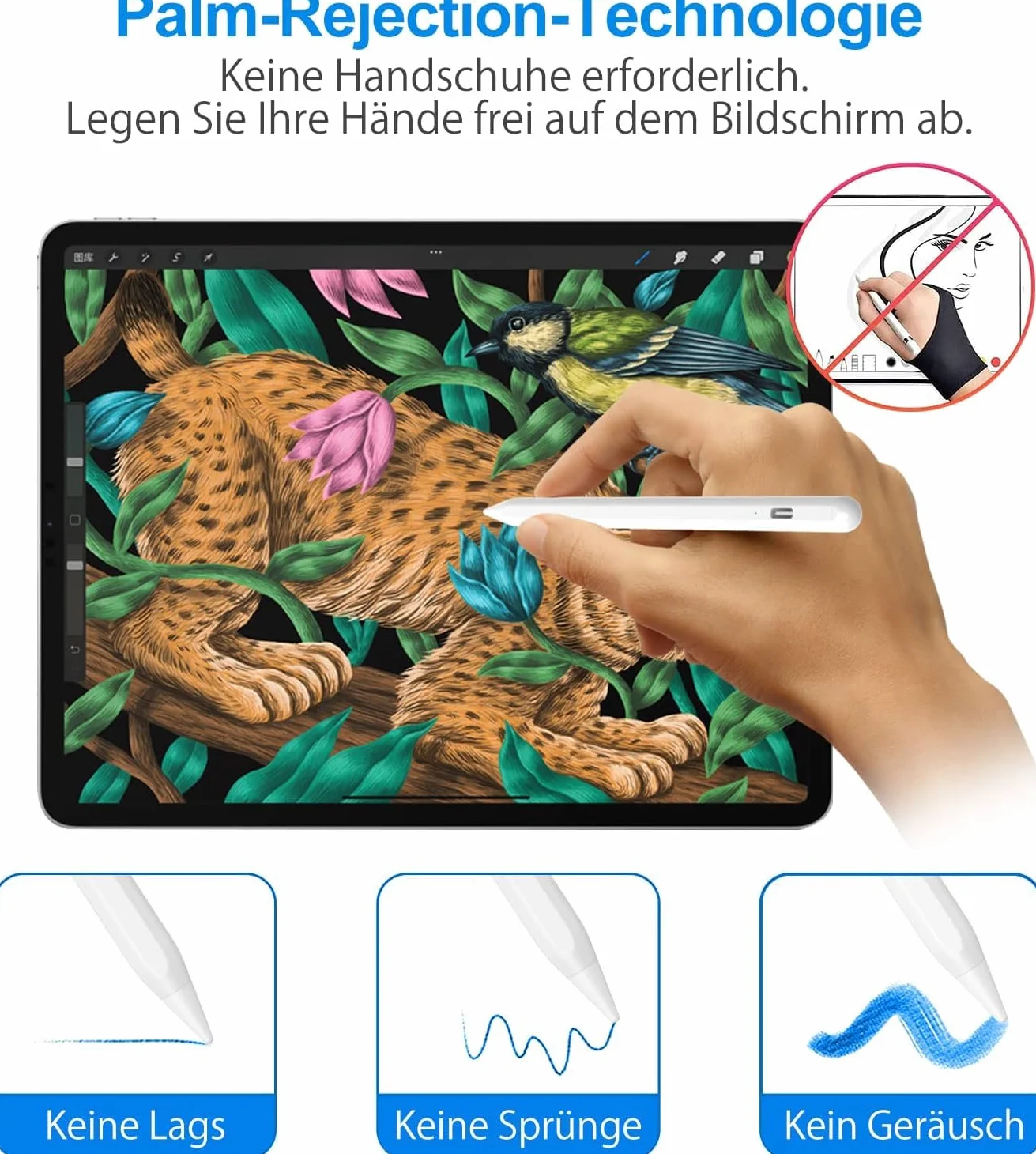 Penna Touch per iPad, Stylus Pencil Compatibile iPad 10/9/8/7/6 2018-2022, Mini 6/5, Air 4/3, Pro 11''/12.9'', 4 Punte di Sostituzione
