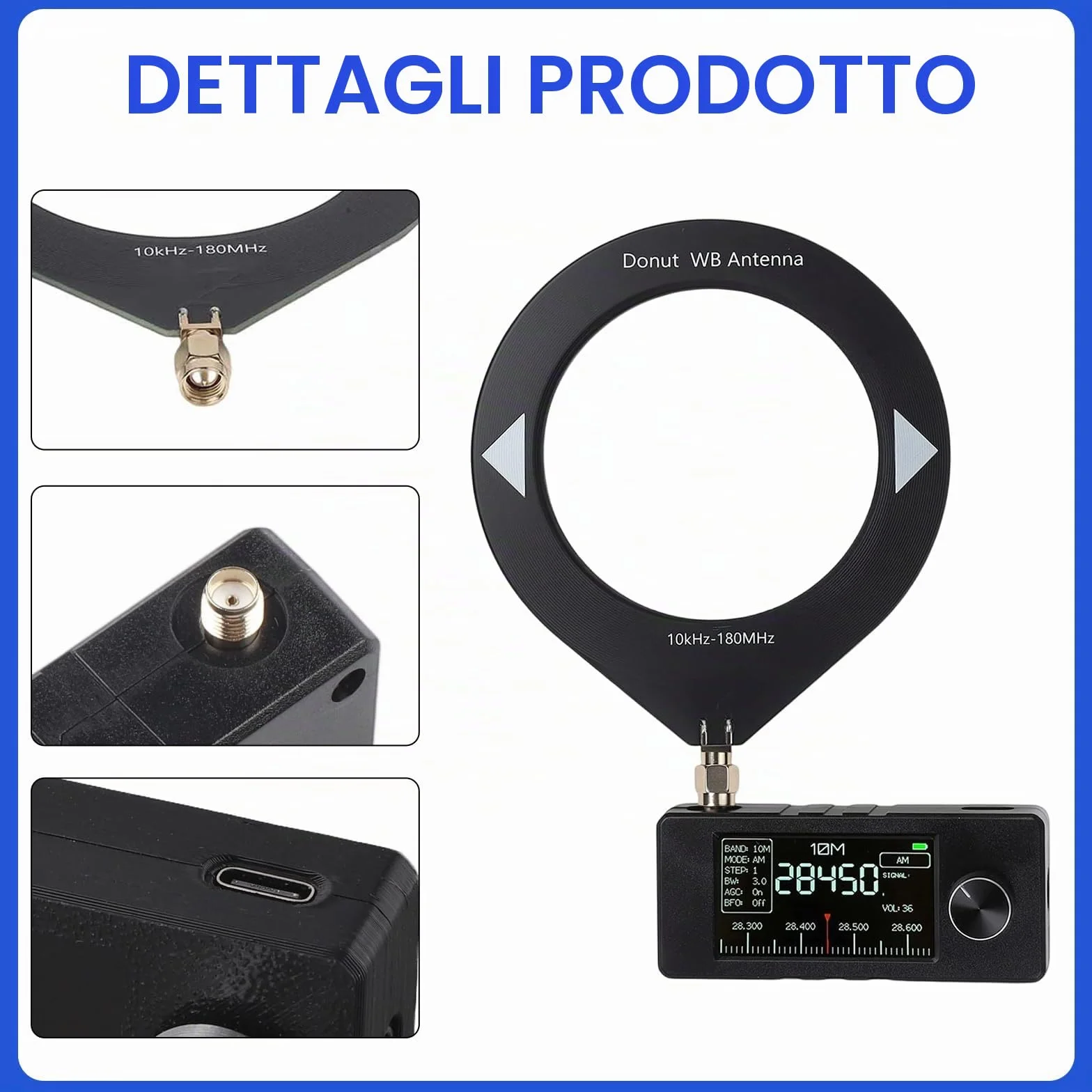 Mini SI4732 Radio ESP-32-S3 Master Control SI4732 Chip LSB USB AM FM Schermo IPS 4,8 cm Antenna Telescopica Antenna a Ciambella