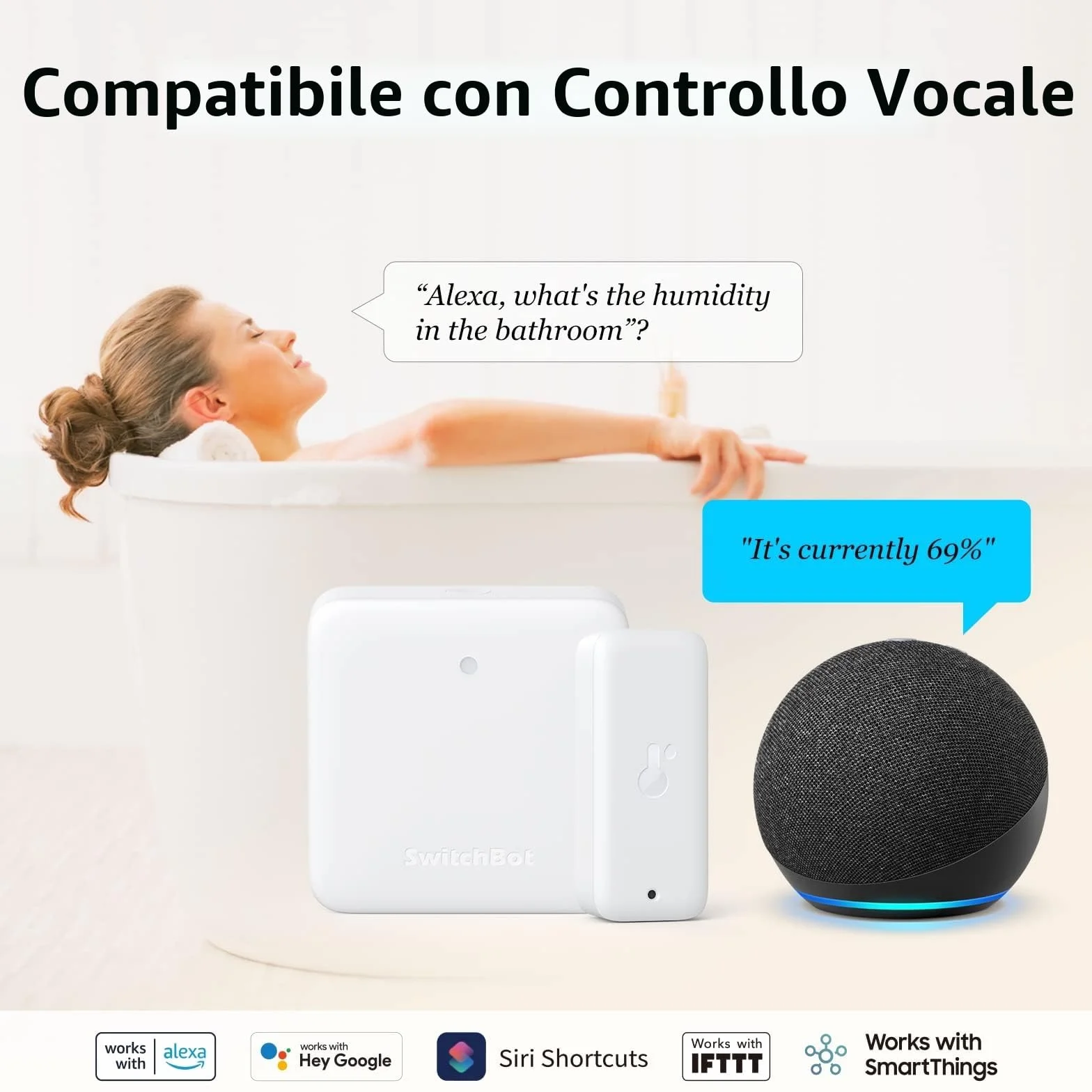 SwitchBot Termometro Igrometro da Esterno IP65 Bluetooth 100m Sensore di Rugiada VPD Umidità Assoluta