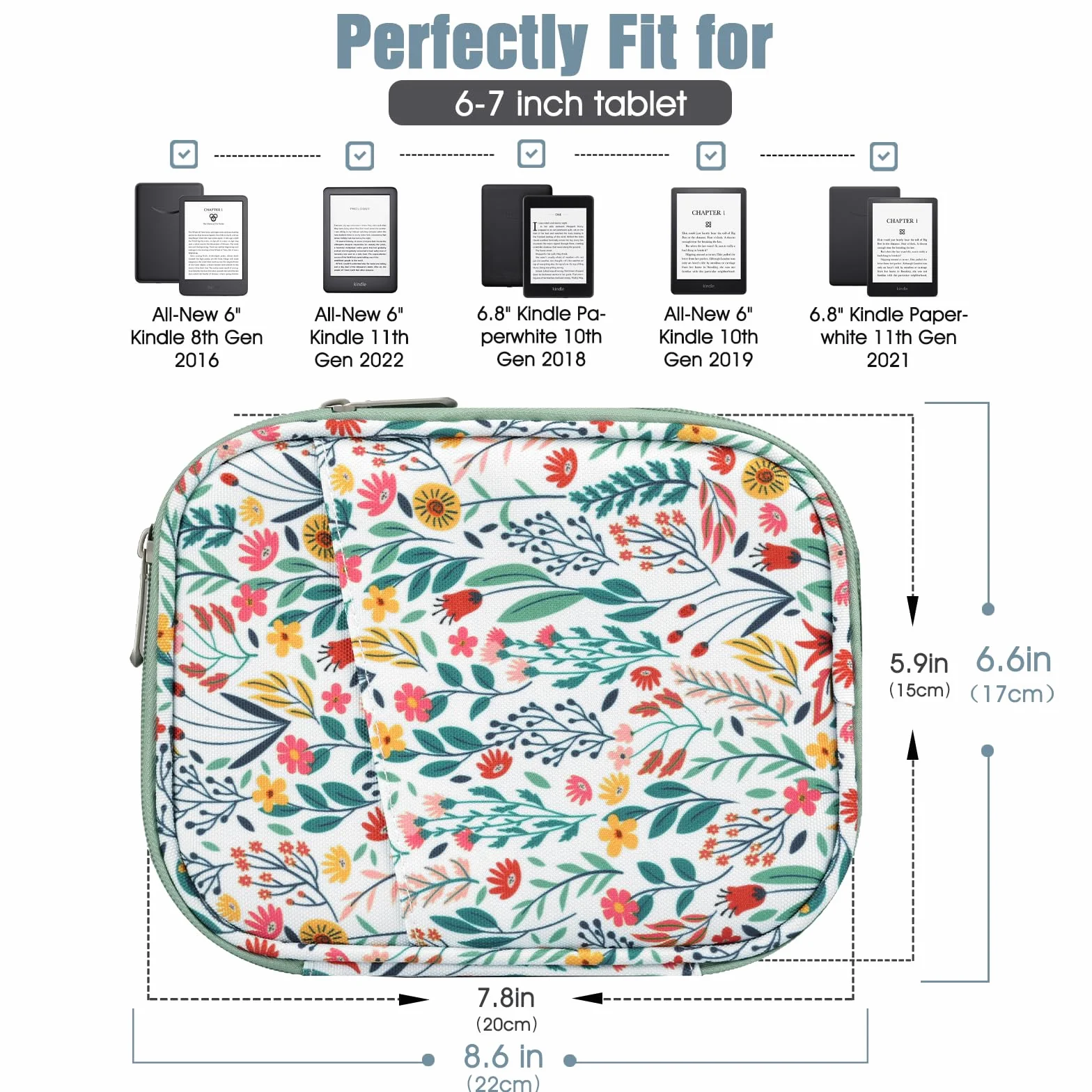 TiMOVO Custodia per Tablet Kindle Paperwhite/Colorsoft Signature Edition 6-7 Pollici, Protettiva con Tasca Fiori