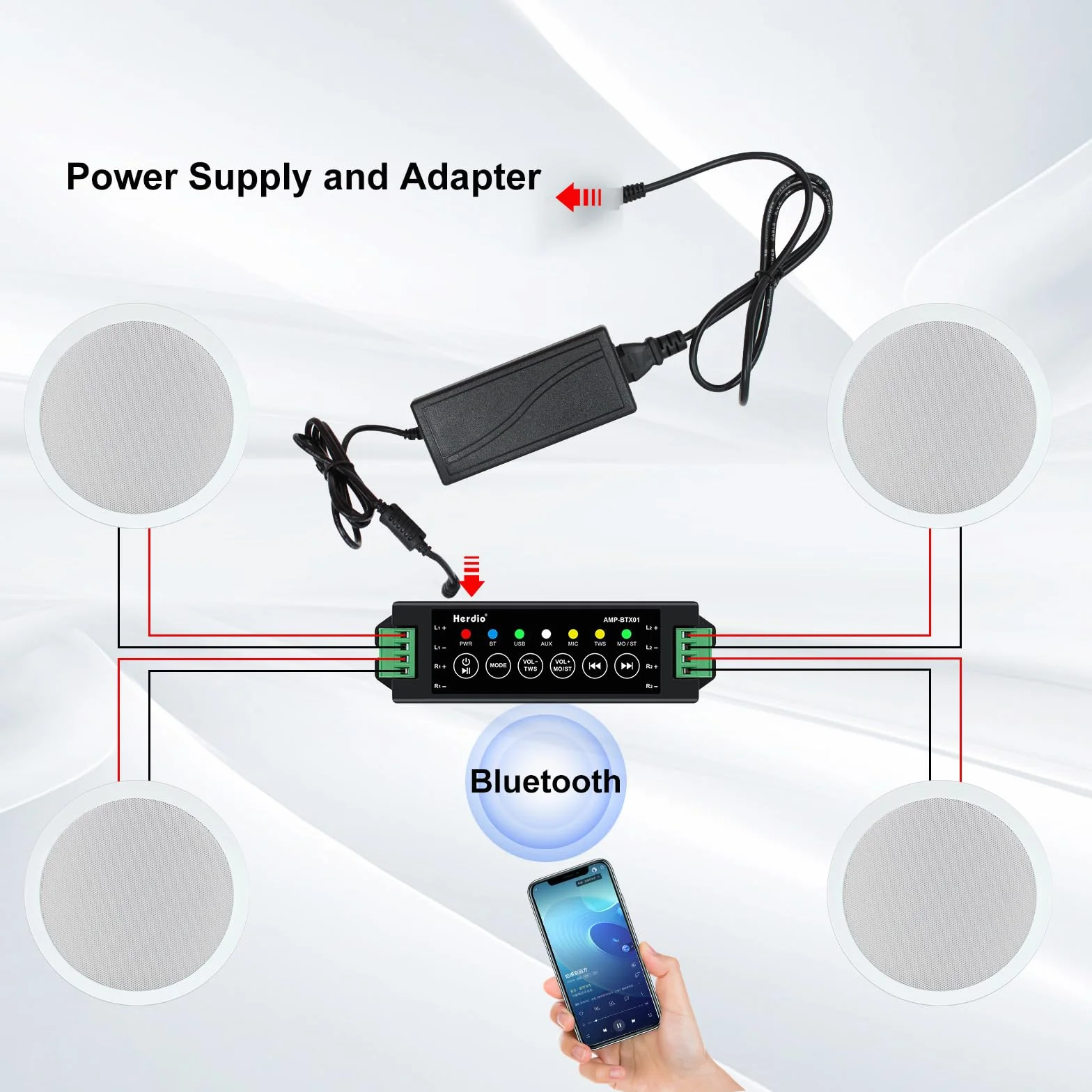 Herdio 4 Pollice 2 Way Built-in Montaggio Soffitto Altoparlanti Bluetooth