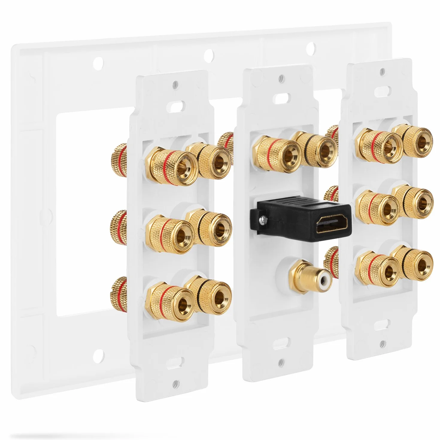 Fosmon Altoparlanti Multimediali Wallbox Scatola di Derivazione a Muro con Spina a Banana, 1 HDMI, Audio Surround 7.1, Subwoofer Home Cinema