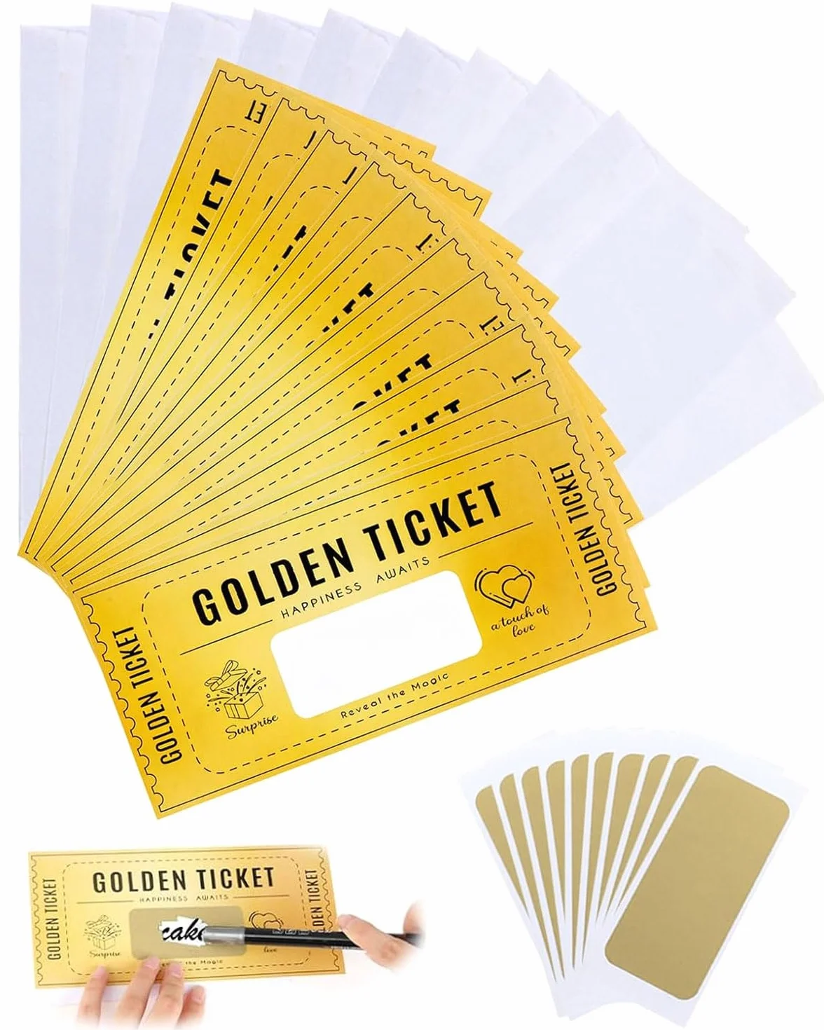 Biglietto Regalo Personalizzabile Golden Ticket Gratta e Vinci 5 Pezzi