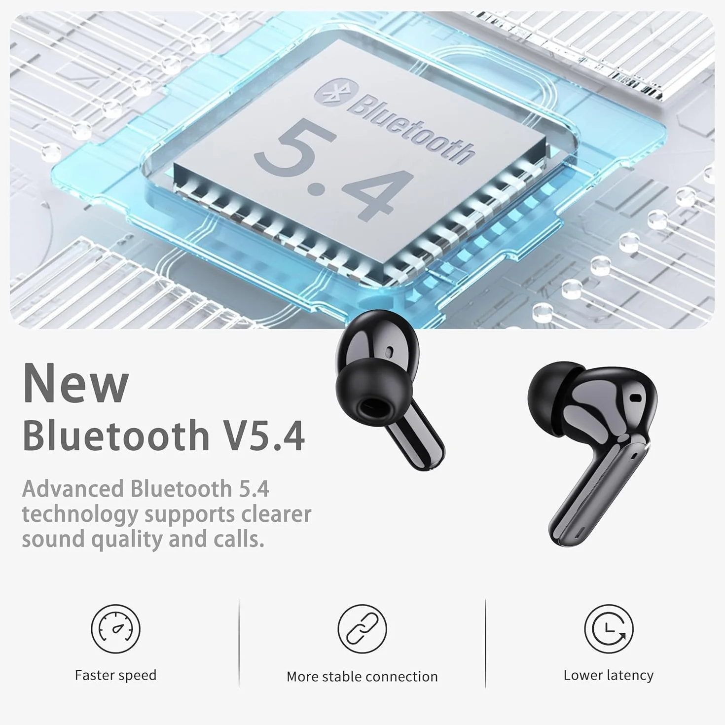 Cuffie Bluetooth 5.4 In Ear, 40 Ore Wireless con ENC, IP7 Impermeabili per iOS Android