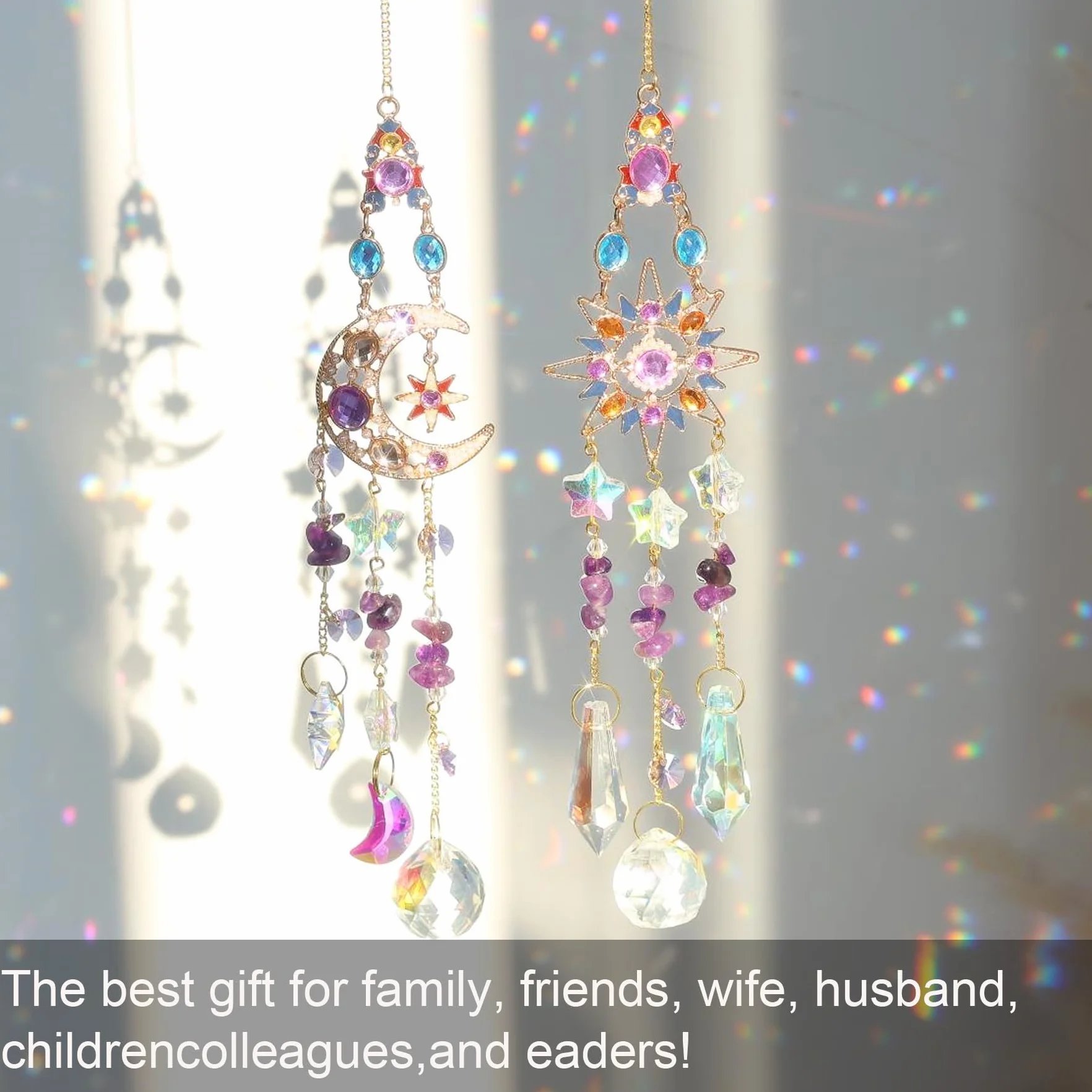 Acchiappasole Cristallo,Crystal Suncatcher,Appendere Vetro Acchiappa Sole,Pendenti Prismi Cristallo,Appeso Arcobaleno Prisma Finestra,Pendenti Suncatcher Decorazione per Casa Giardino Nozze