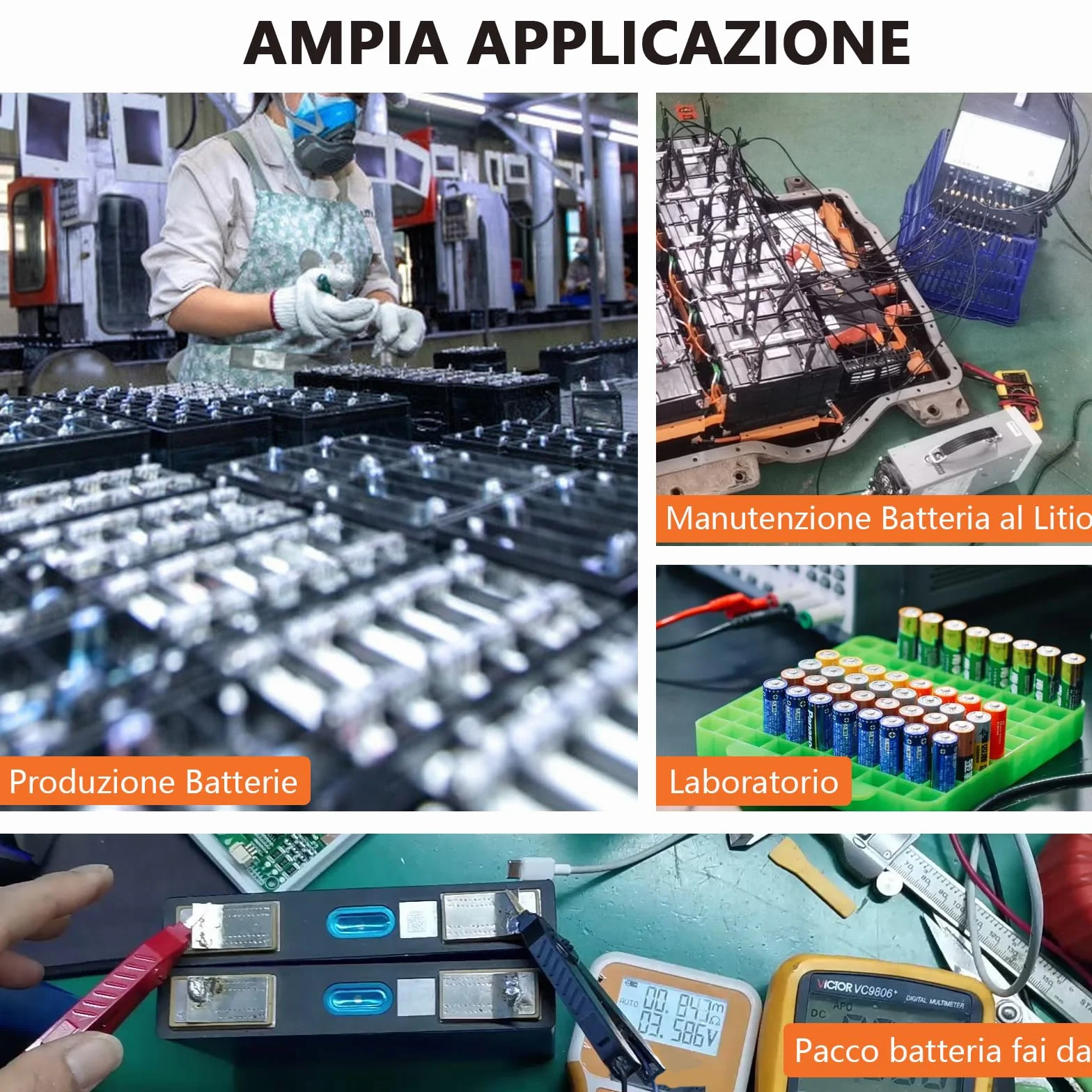Tester di Resistenza Interna Batteria 1uΩ~200Ω/0~±100VDC, Misuratore Tensione e Resistenza Interna per Acido al Piombo, Ioni Litio, Fosfato Ferro Litio