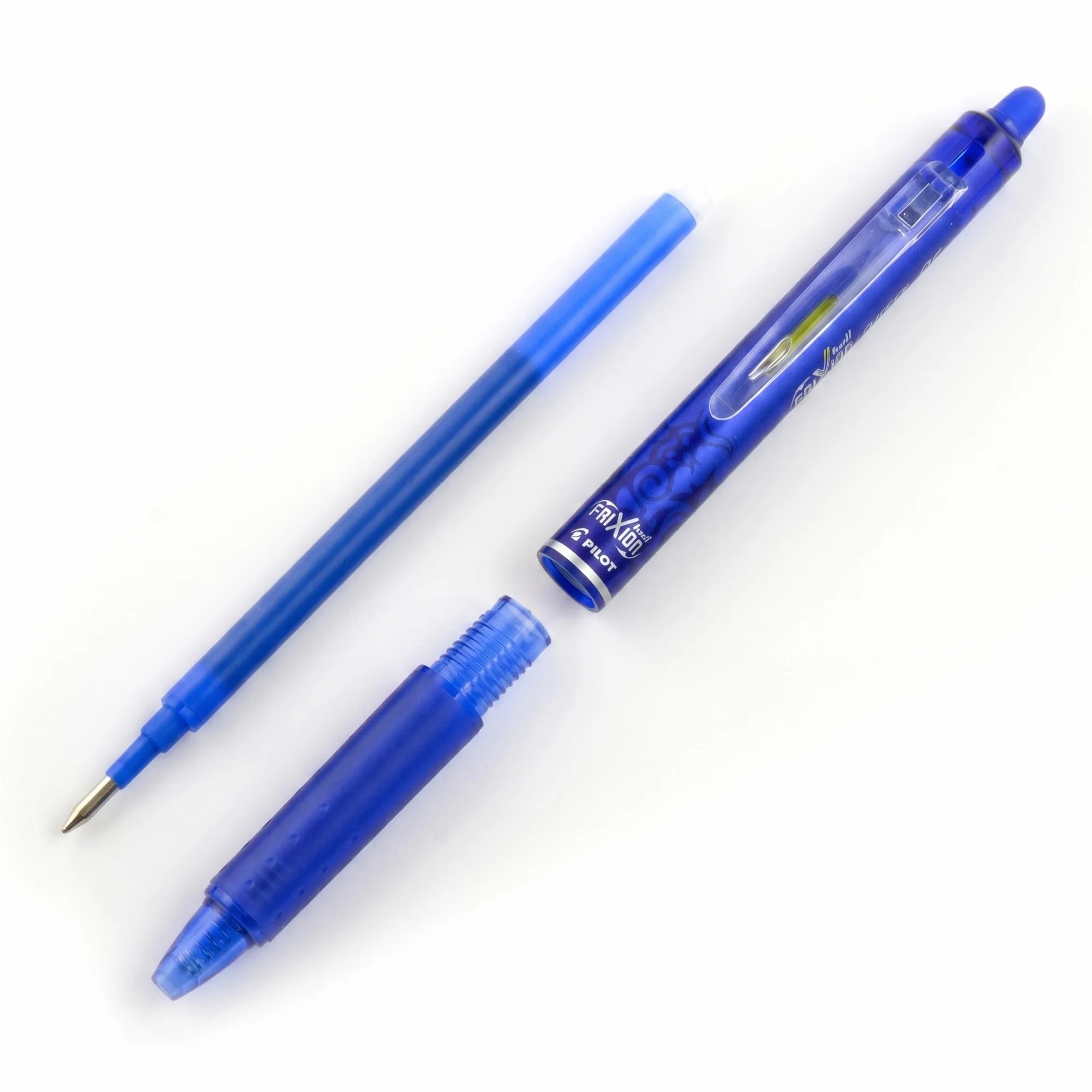 PILOT Set di 4 FriXion Ball Clicker 07 Penna Cancellabile Termosensibile Roller a Scatto Ricaricabile Nero Blu Rosso Verde Punta Media