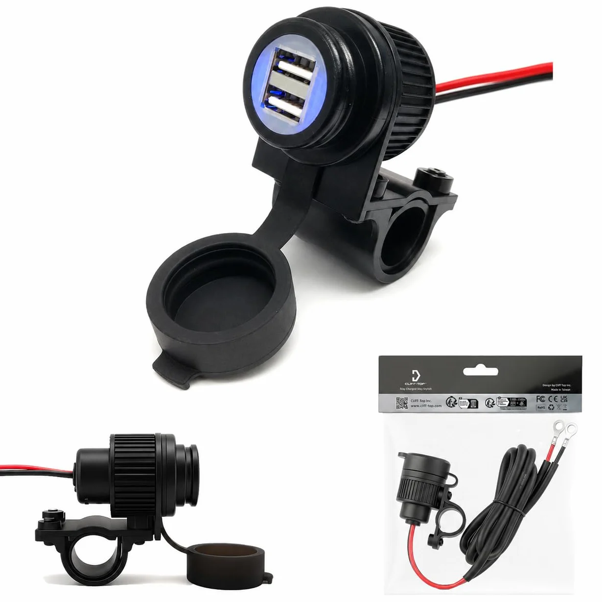 Cliff Top 3.3 Caricabatterie USB per Manubrio Moto GPS Navigatore Smartphone