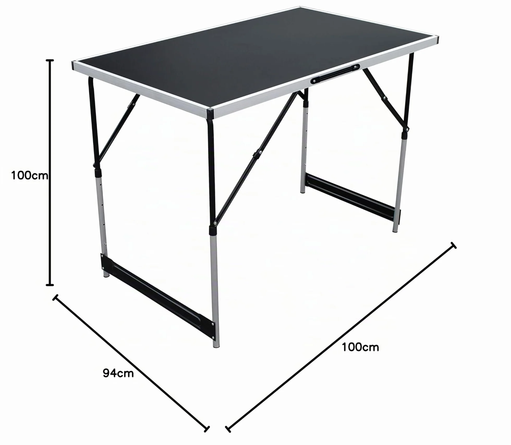 Tavolo da campeggio pieghevole in alluminio regolabile in altezza 100 x 60 x 73/80/87/94 cm