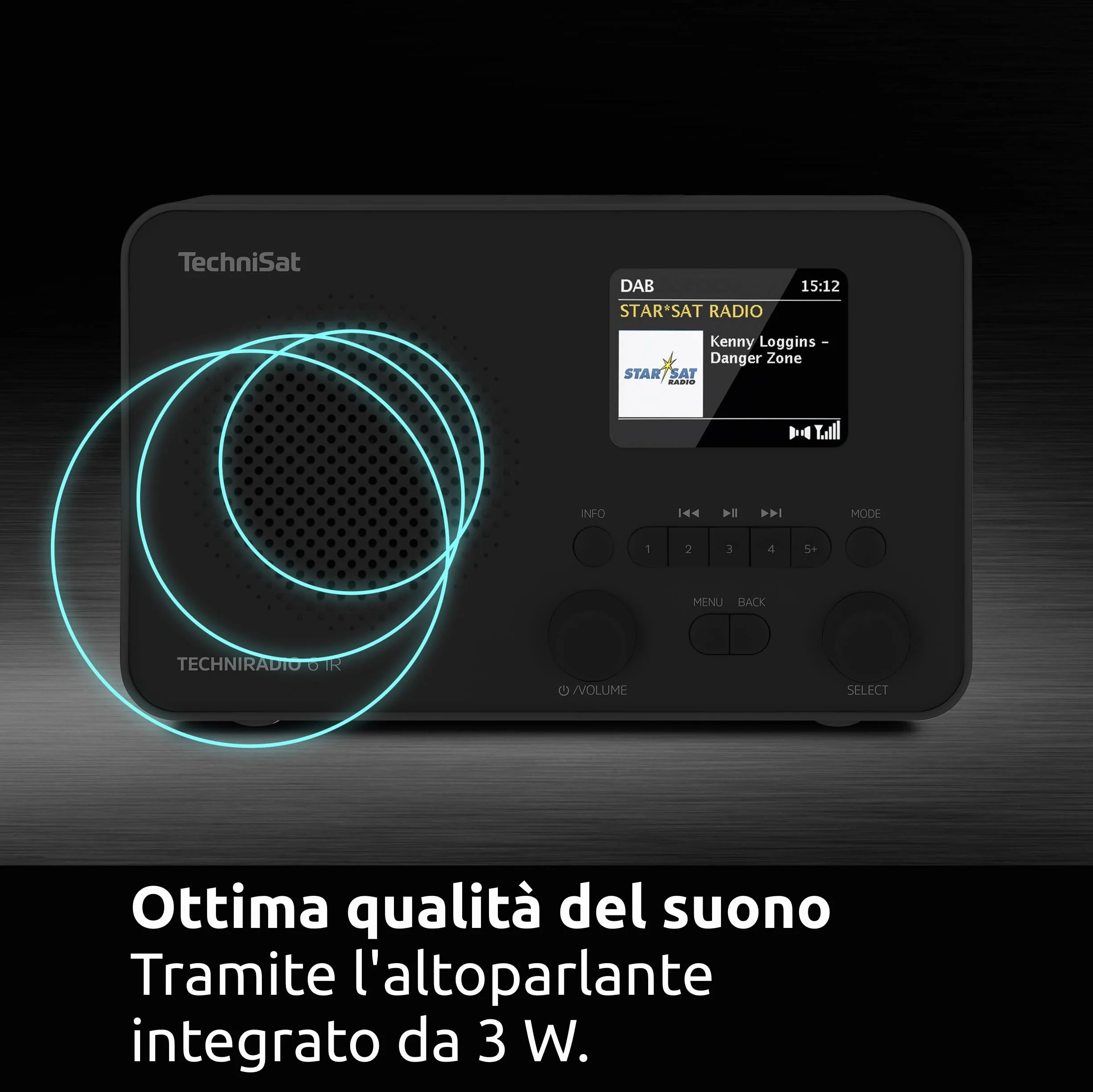 TechniSat TECHNIRADIO 6 IR Radio Internet portatile DAB+ UKW WLAN Bluetooth nero