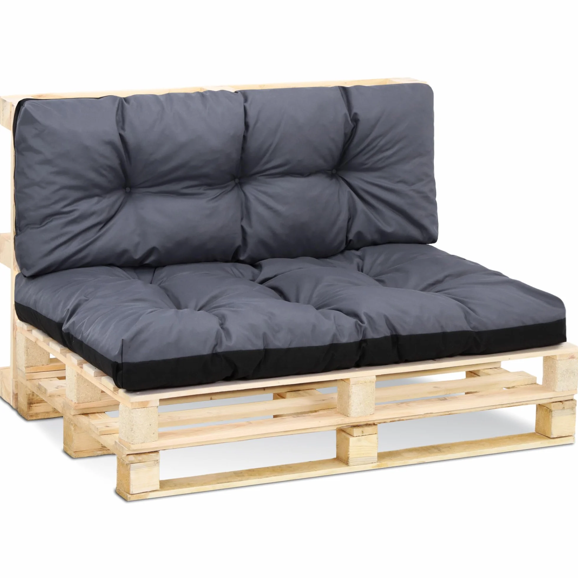 Amazinggirl Cuscini per pallet esterno Set di 2 cuscini per pallet - per bancali grandi schienale o seduta da divano panchina da giardino balcone e terrazza Grafite