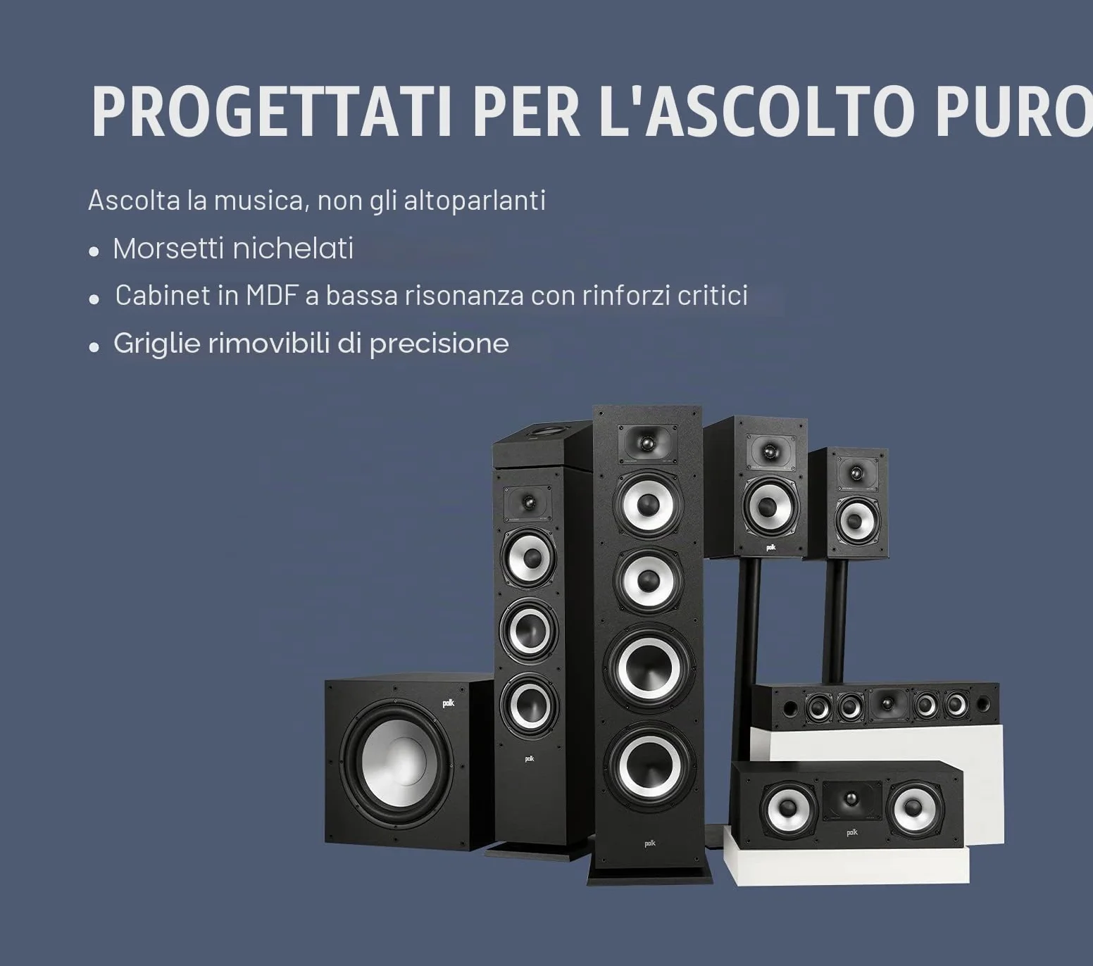 Polk Audio MXT90BK Diffusori Hi-fi per Musica e Home Cinema, Canale Height, Nero