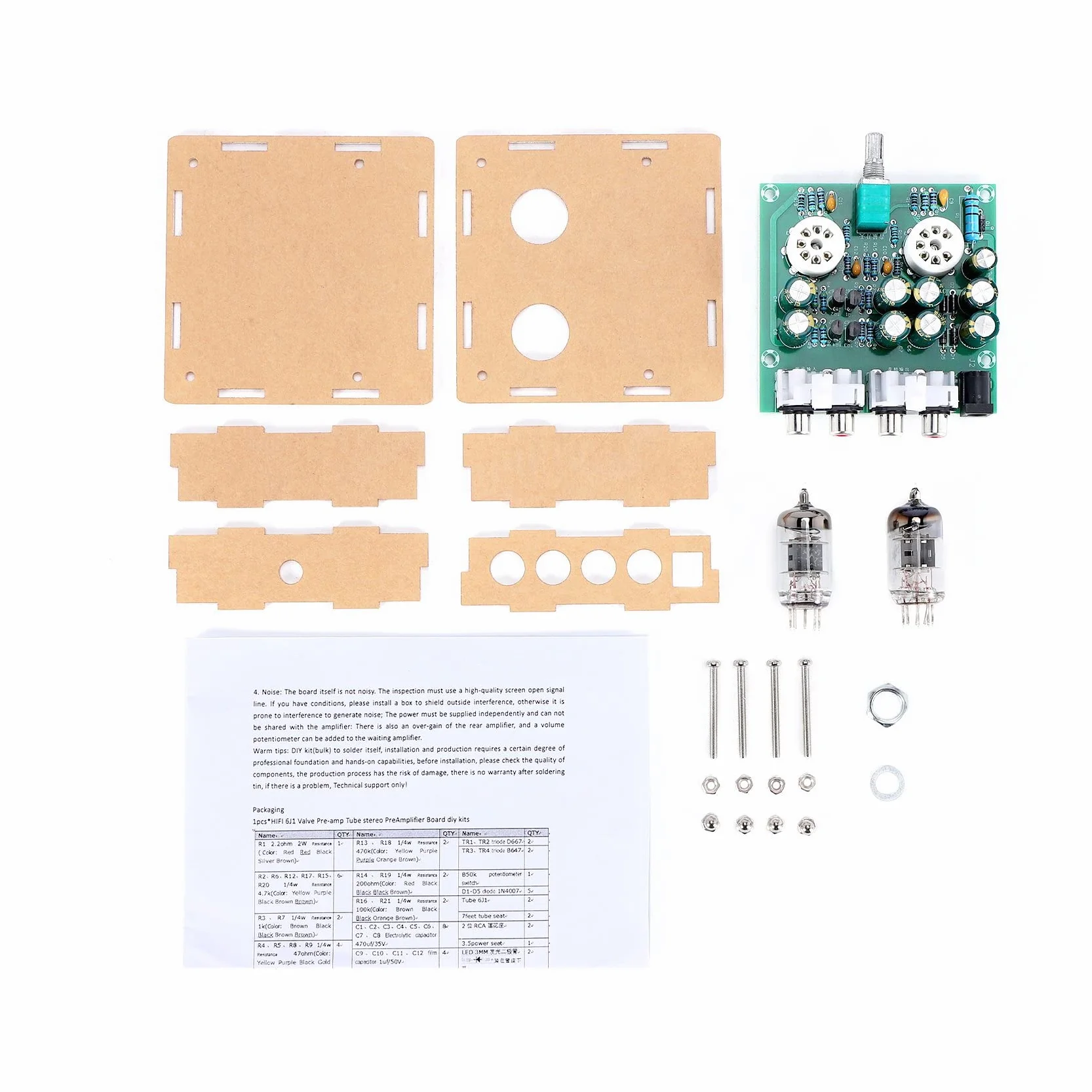 6J1 Preamplificatore Valvolare Amplificatore per Cuffie Buffer Kit DIY con Guscio Trasparente