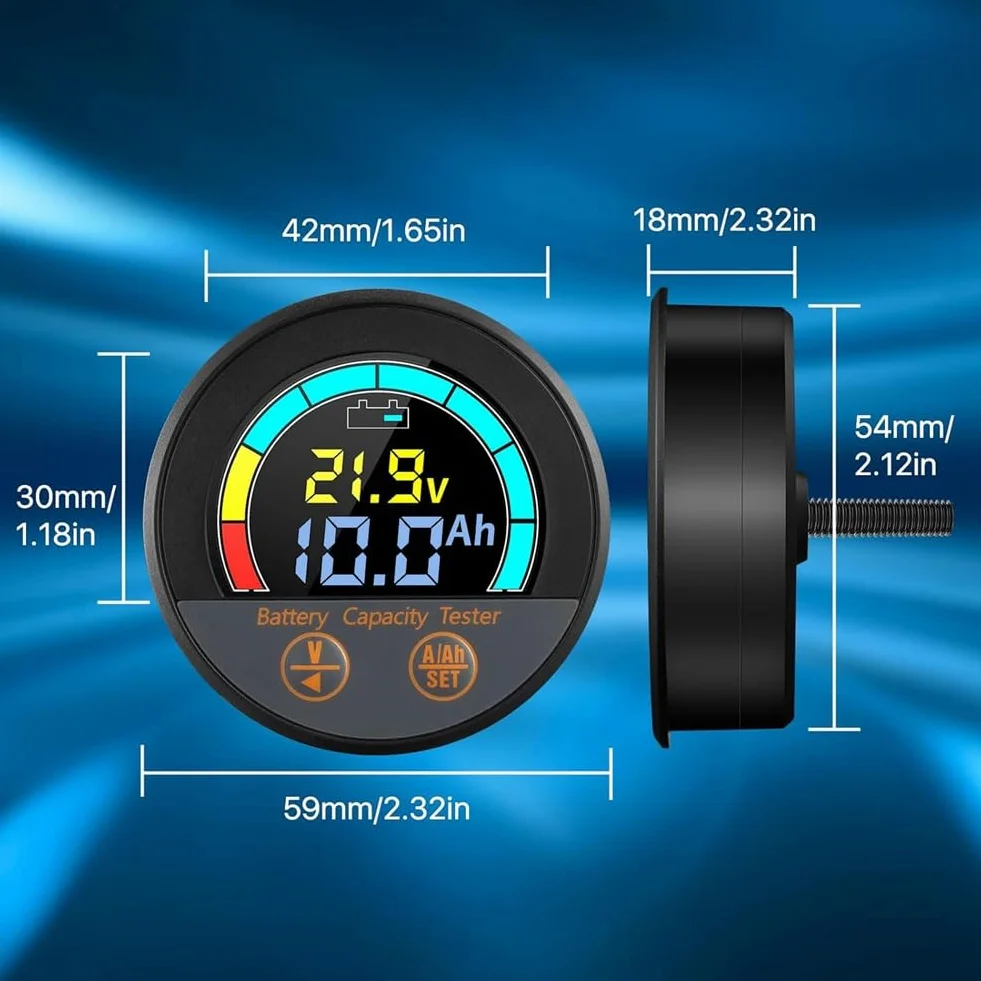 Tester per Batterie Impermeabile IP67 10-100 V 100 A Shunt Monitoraggio SoC Ah Litio LiFePO4