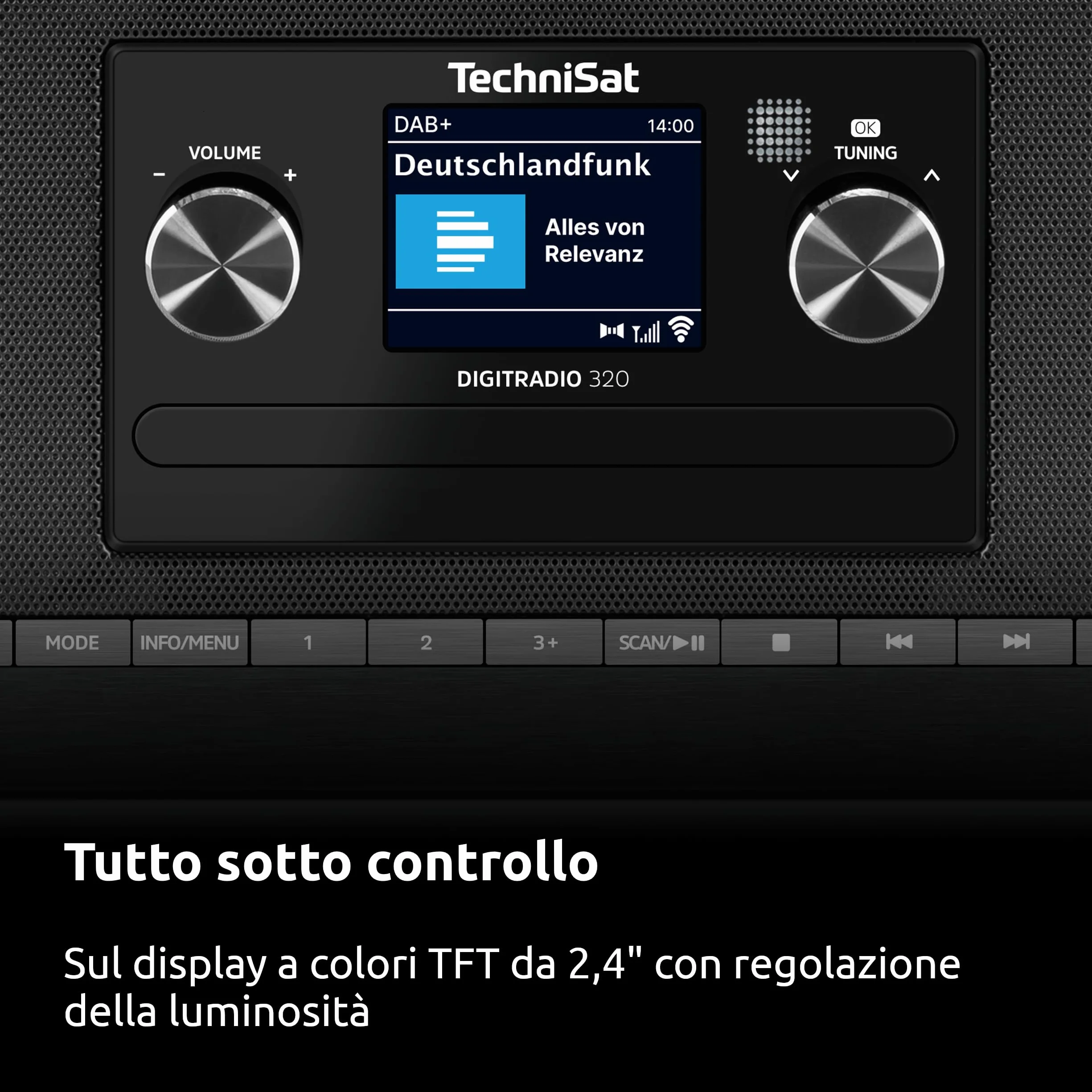 TechniSat DIGITRADIO 320 Radio digitale DAB+ FM CD Bluetooth USB 2×5W RMS TFT