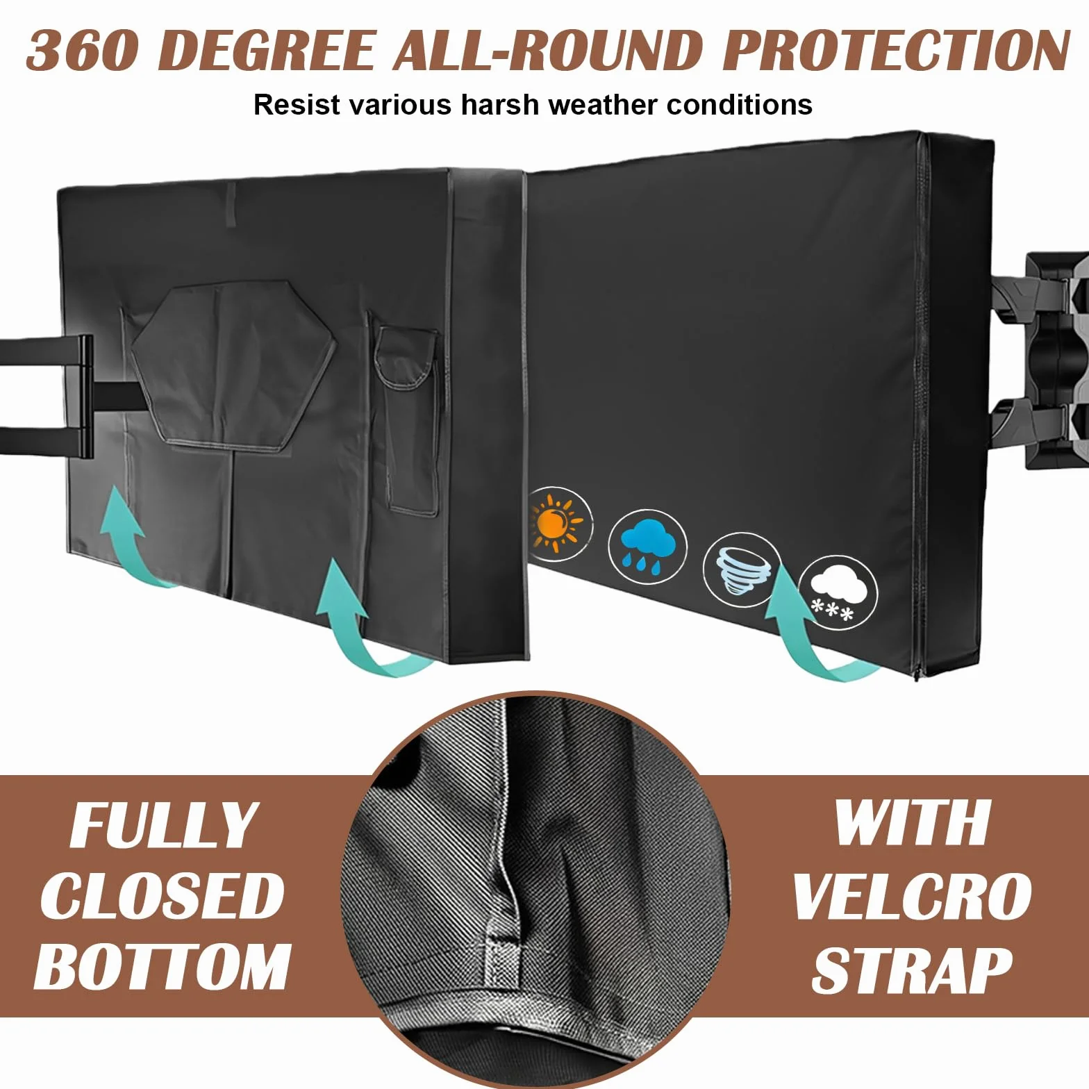 Copertura TV per esterni 40-42 pollici universale 600D Oxford PVC resistente alle intemperie nero