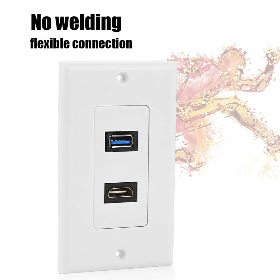 Presa per Pannello a Parete HDMI USB 3.0 Video Multimediale Integrata Due in per Proiettore Home Theater