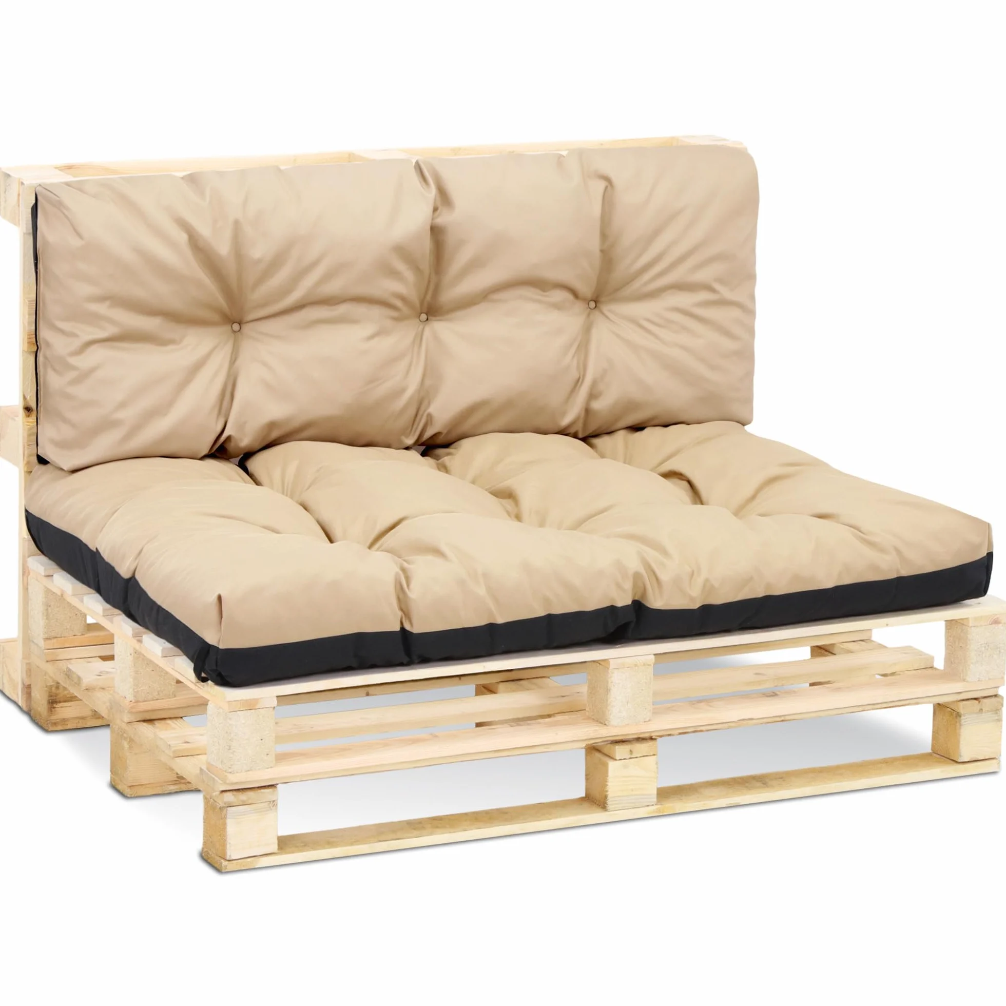 Amazinggirl Cuscini per pallet esterno Set di 2 cuscini per pallet - per bancali grandi schienale o seduta da divano panchina da giardino balcone e terrazza Beige B