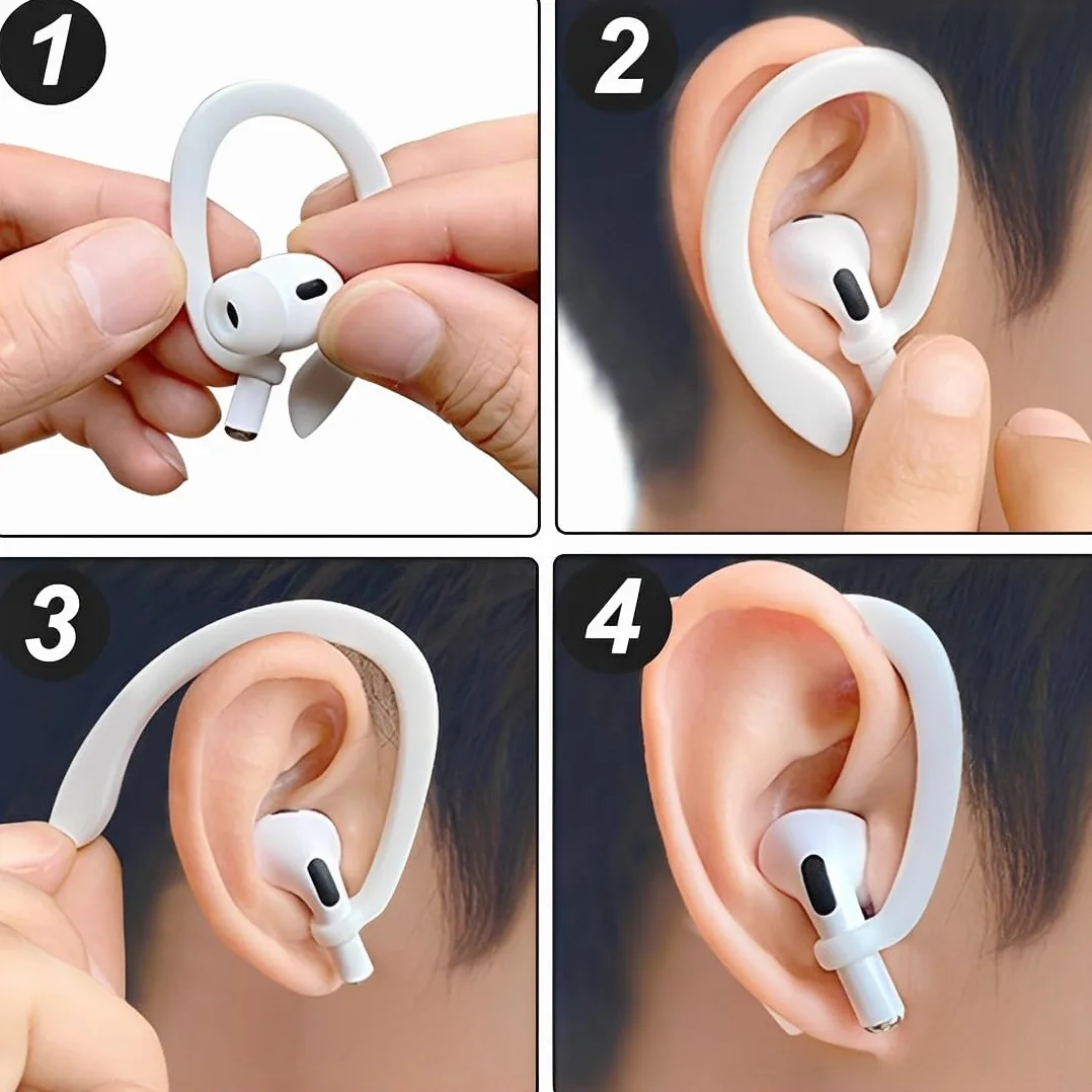 Ganci per Orecchie Anti-Smarrimento Gancio Anticaduta per Auricolari Bluetooth Compatibili AirPods 3 4 Sicuro Regolabile