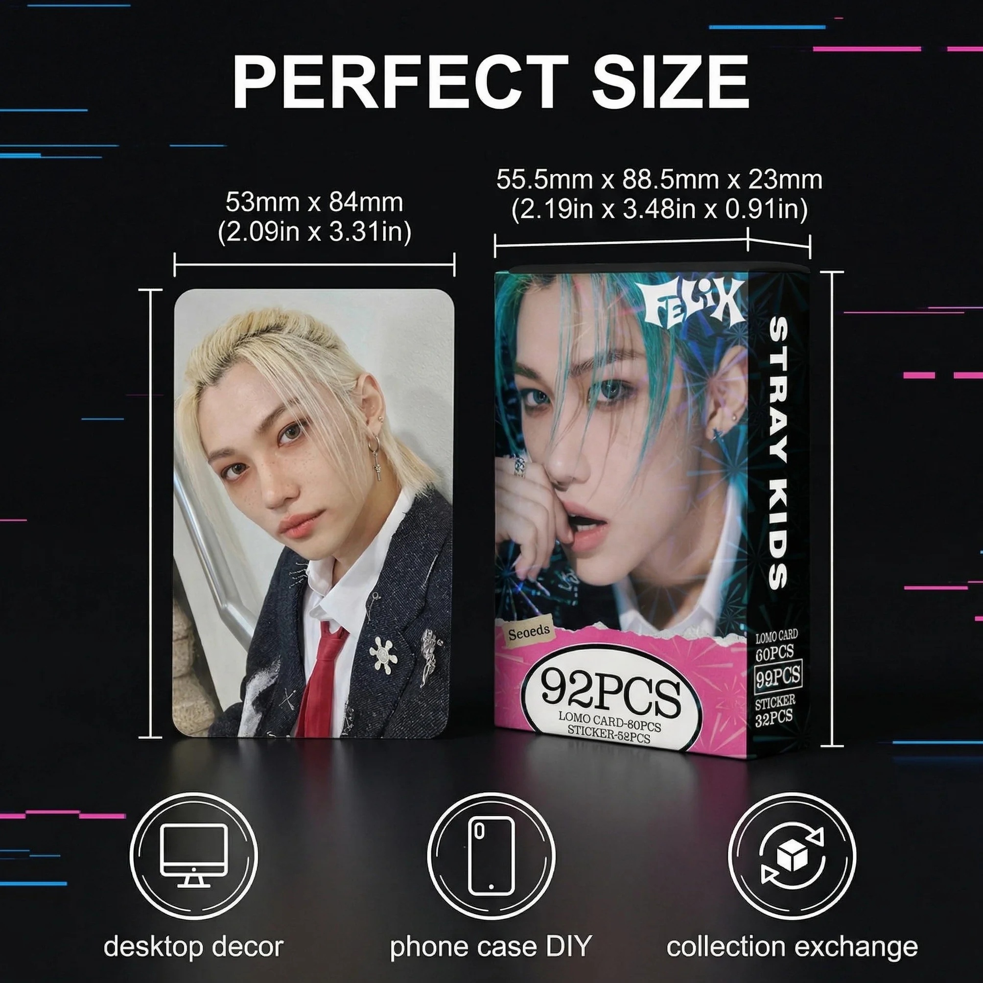 Stray Kids Photocard 92 Pezzi SKZ Carte Album Kpop Foto Cartoline Fotografiche Felix Regalo