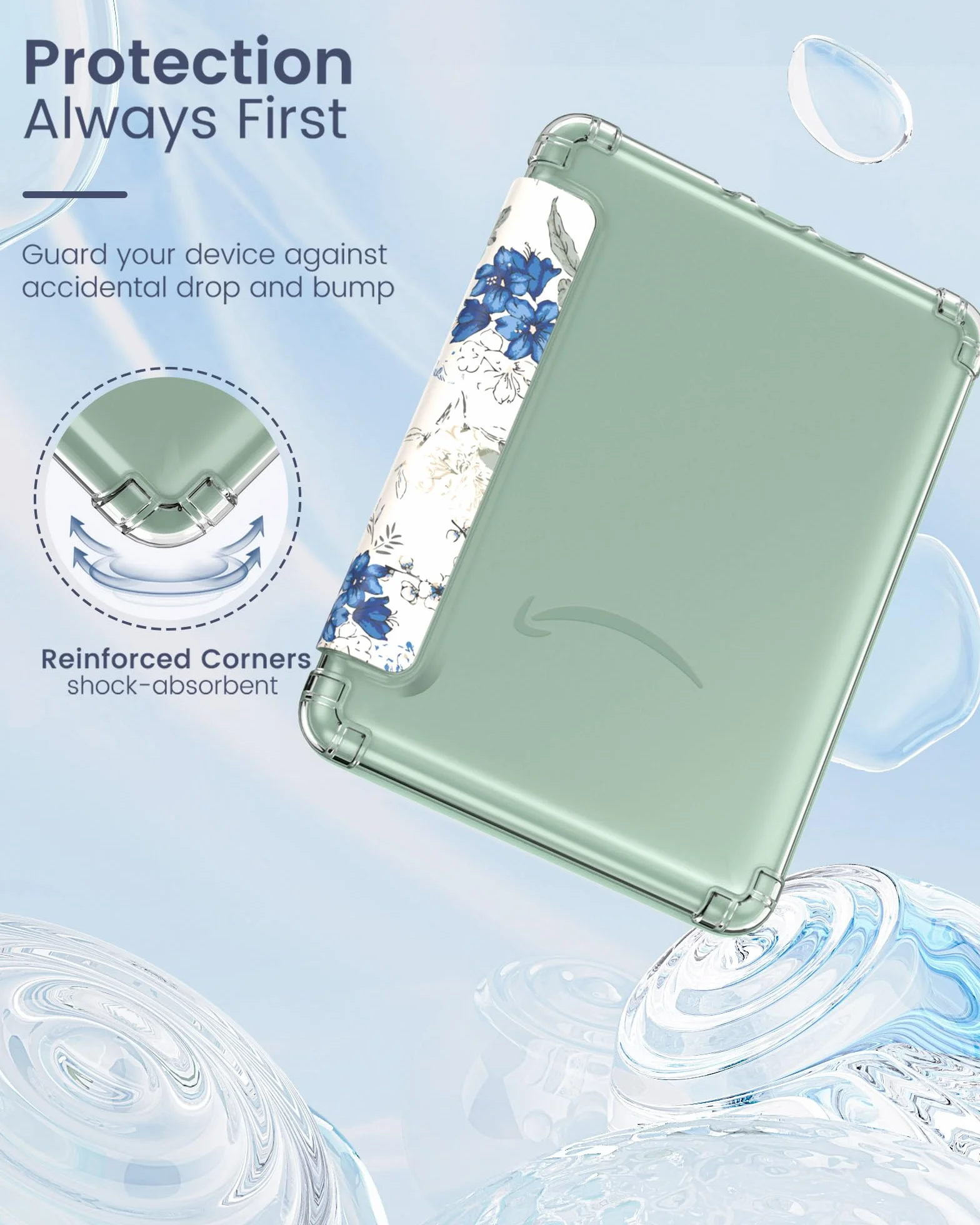 MoKo Custodia Compatibile con Kindle Paperwhite 7 Pollici 12a Generazione 2024, Cover Leggera in TPU Morbido con Auto Sveglia/Sonno, Bianco & Blu