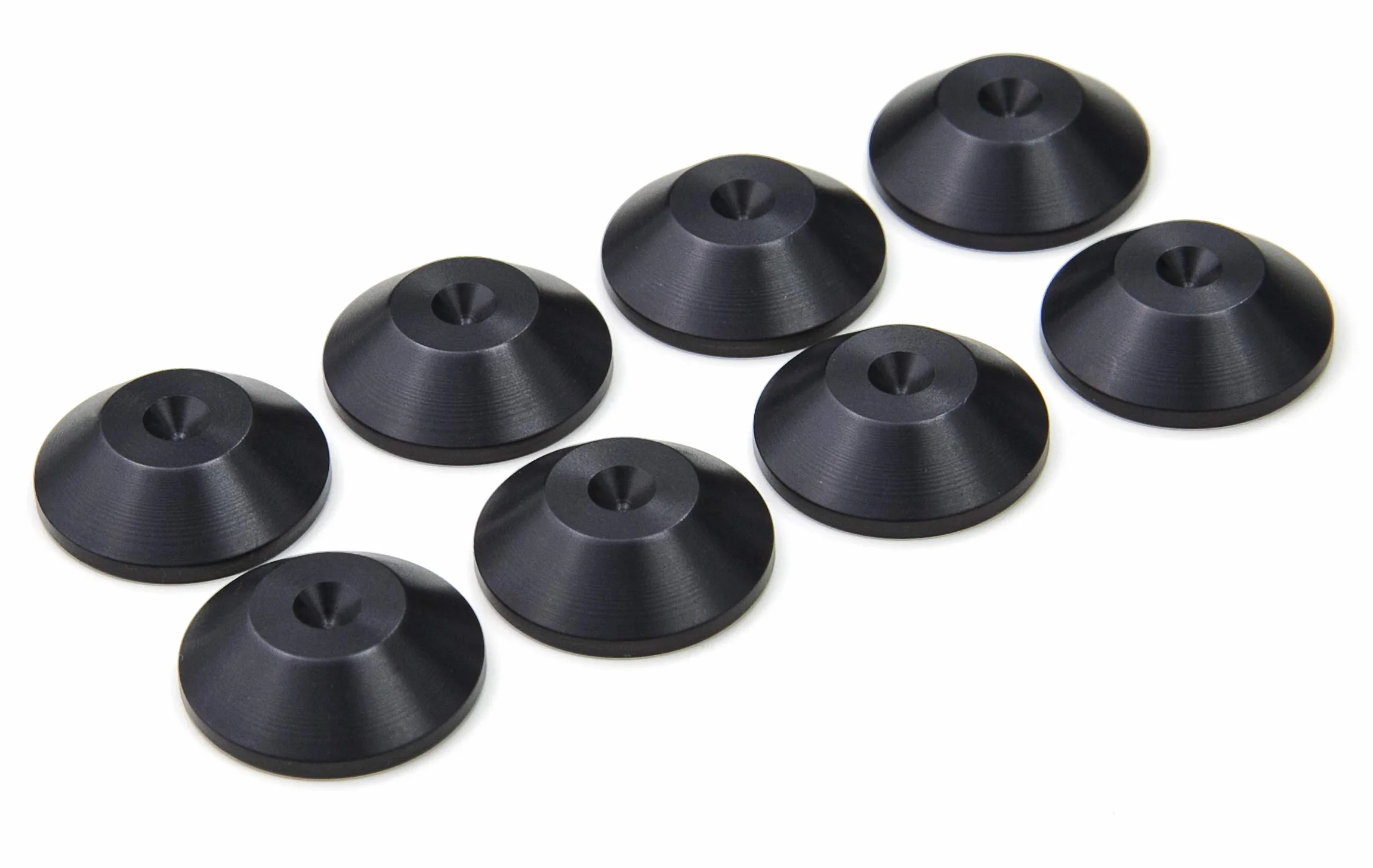 PrecisionGeek Cuscinetti per altoparlanti alluminio anodizzato nero Coned Ø20 Set da 8