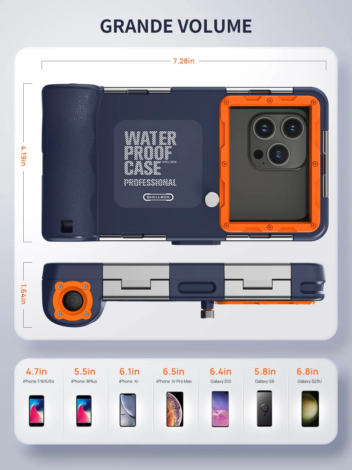 Custodia Impermeabile IP68 15M per iPhone Samsung Huawei Xiaomi 6,9 Pollici Snorkeling Surf