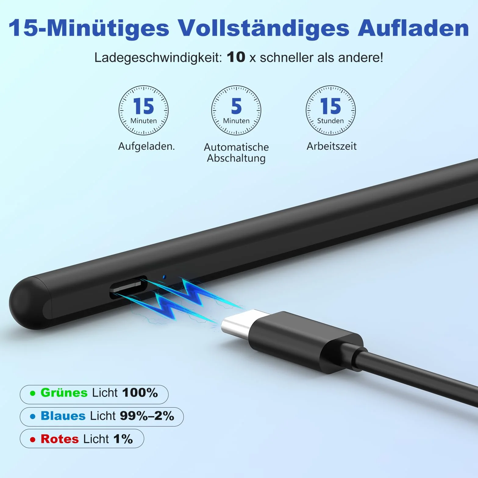 Penna Stylus Tablet Samsung iPhone Lenovo Xiaomi Huawei Android Touch Screen con Sensibilità Inclinazione 3 Punte