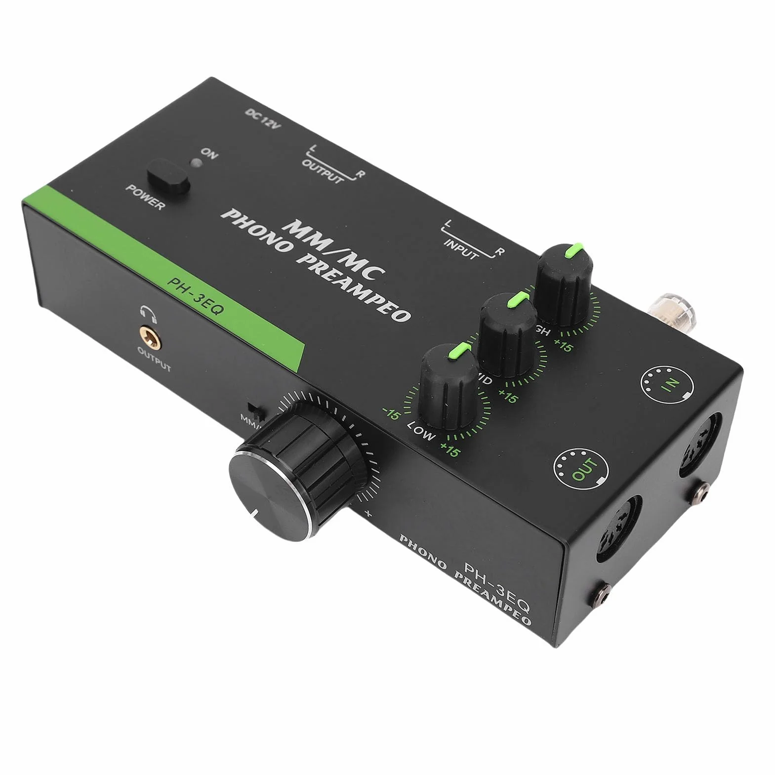 Keenso Preamplificatore Fono MM MC per Giradischi, Lega di Alluminio, Controllo Frequenza, Spina Europea