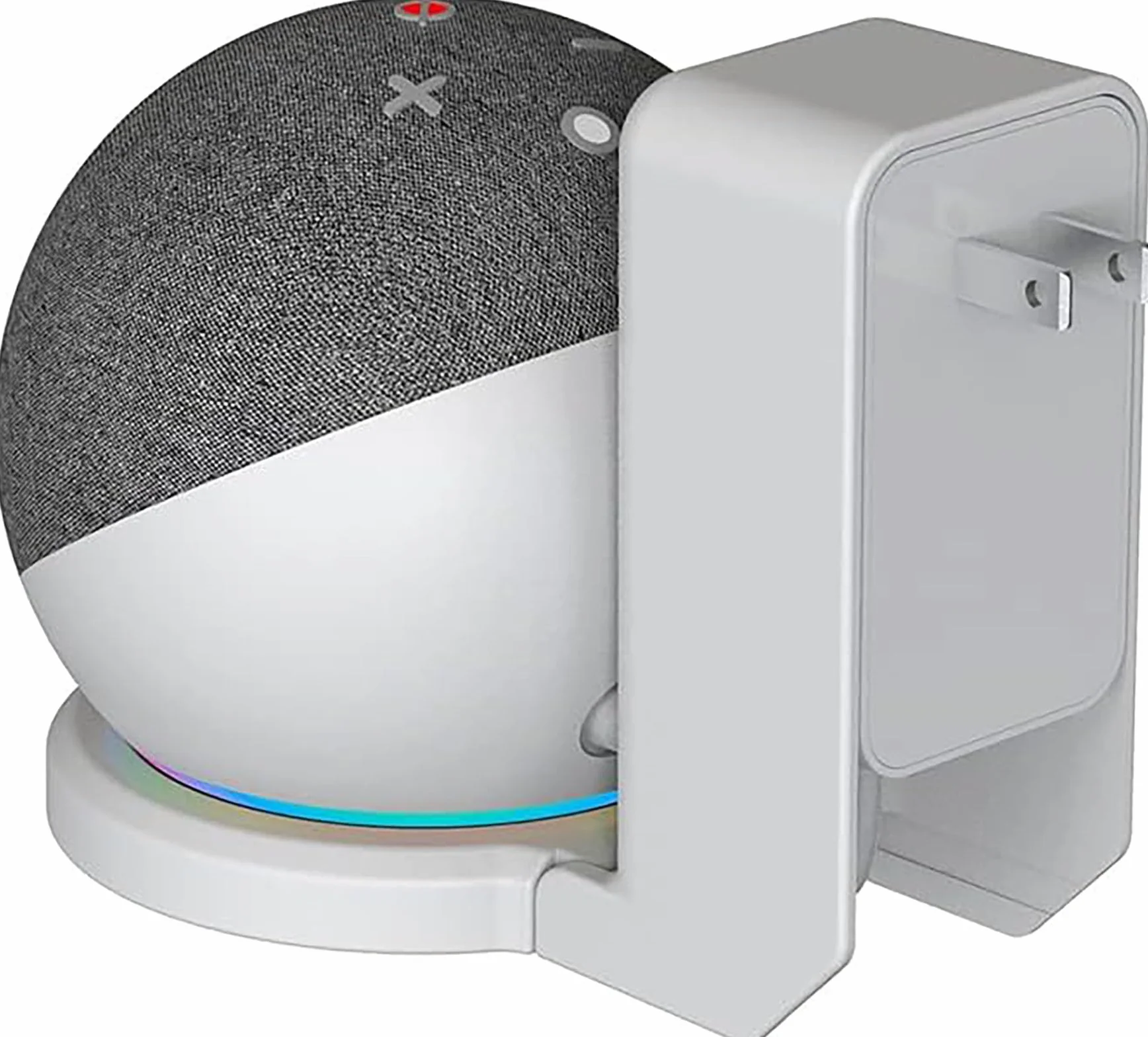 ELLENNE SUPPORTO DA MURO ECHO DOT 4a 5a GENERAZIONE SALVASPAZIO NASCONDERE CAVI SENZA VITI BIANCO