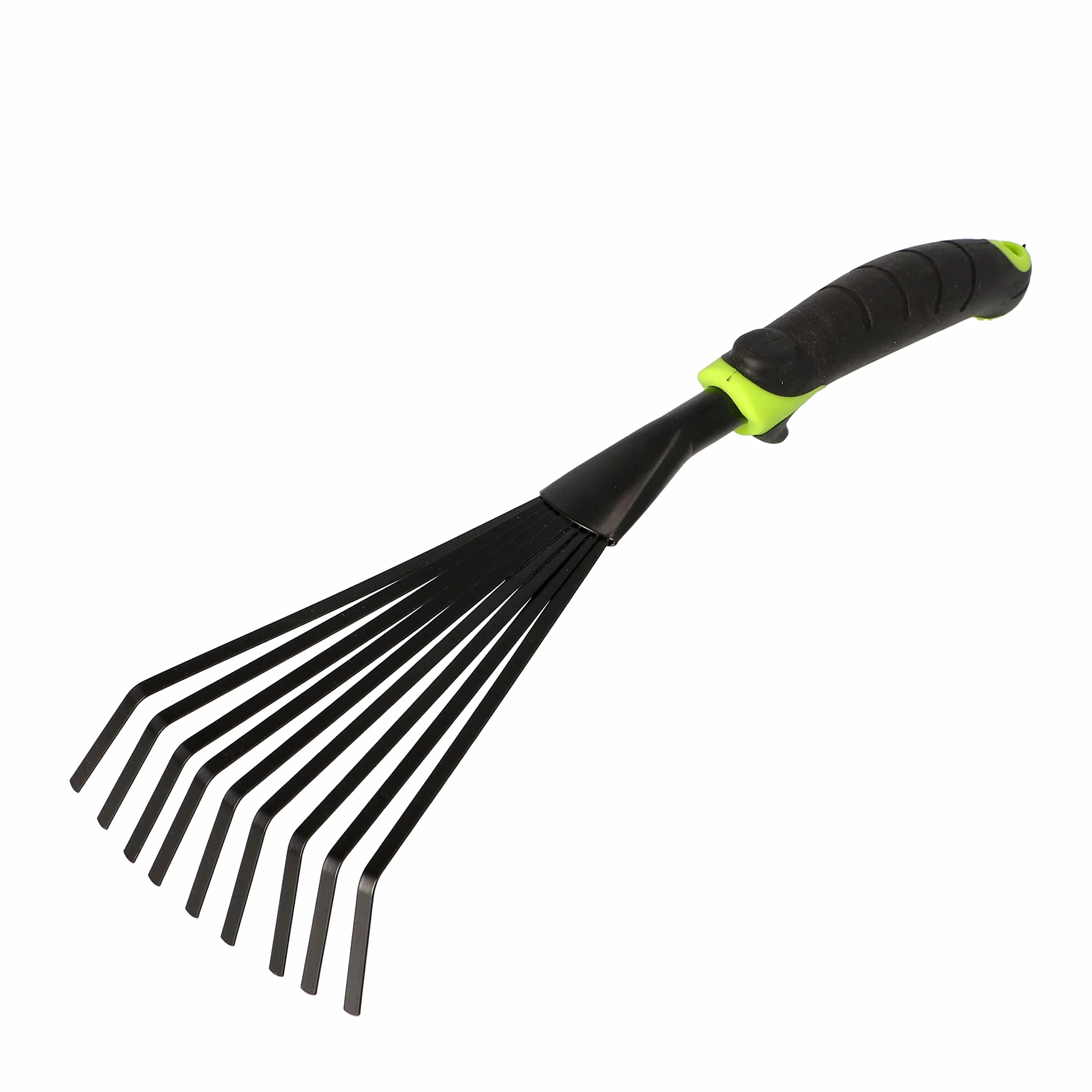 Mivos Rastrello a Mano Piccolo con 9 Denti Flessibili – Rastrellino a Ventaglio da Giardino per Foglie e per la Pulizia – Scopa per Prato in Acciaio – Larghezza 12 cm