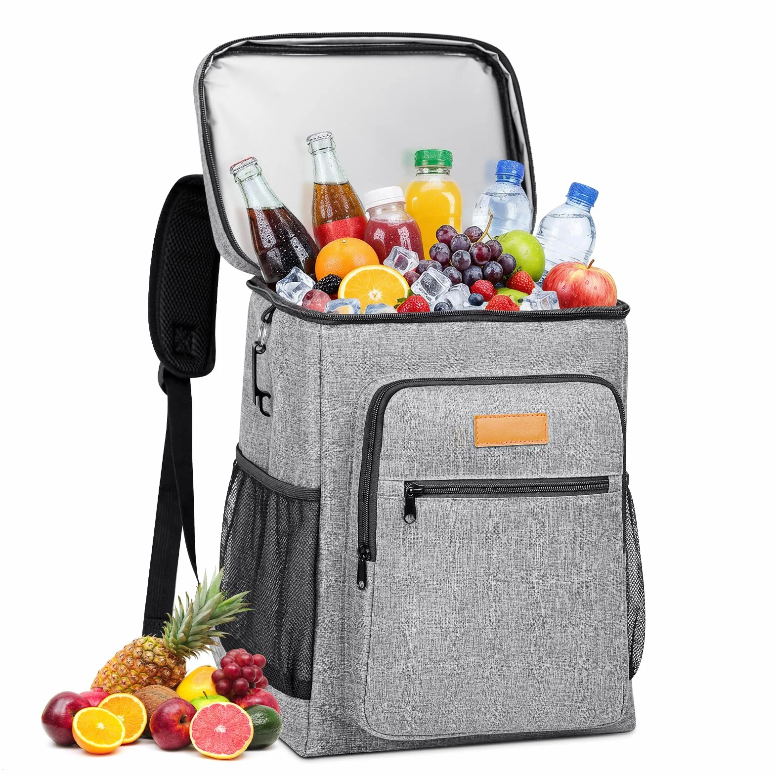 Zaino Termico Frigo 24L Borsa Termica Isoterma Impermeabile Grigio