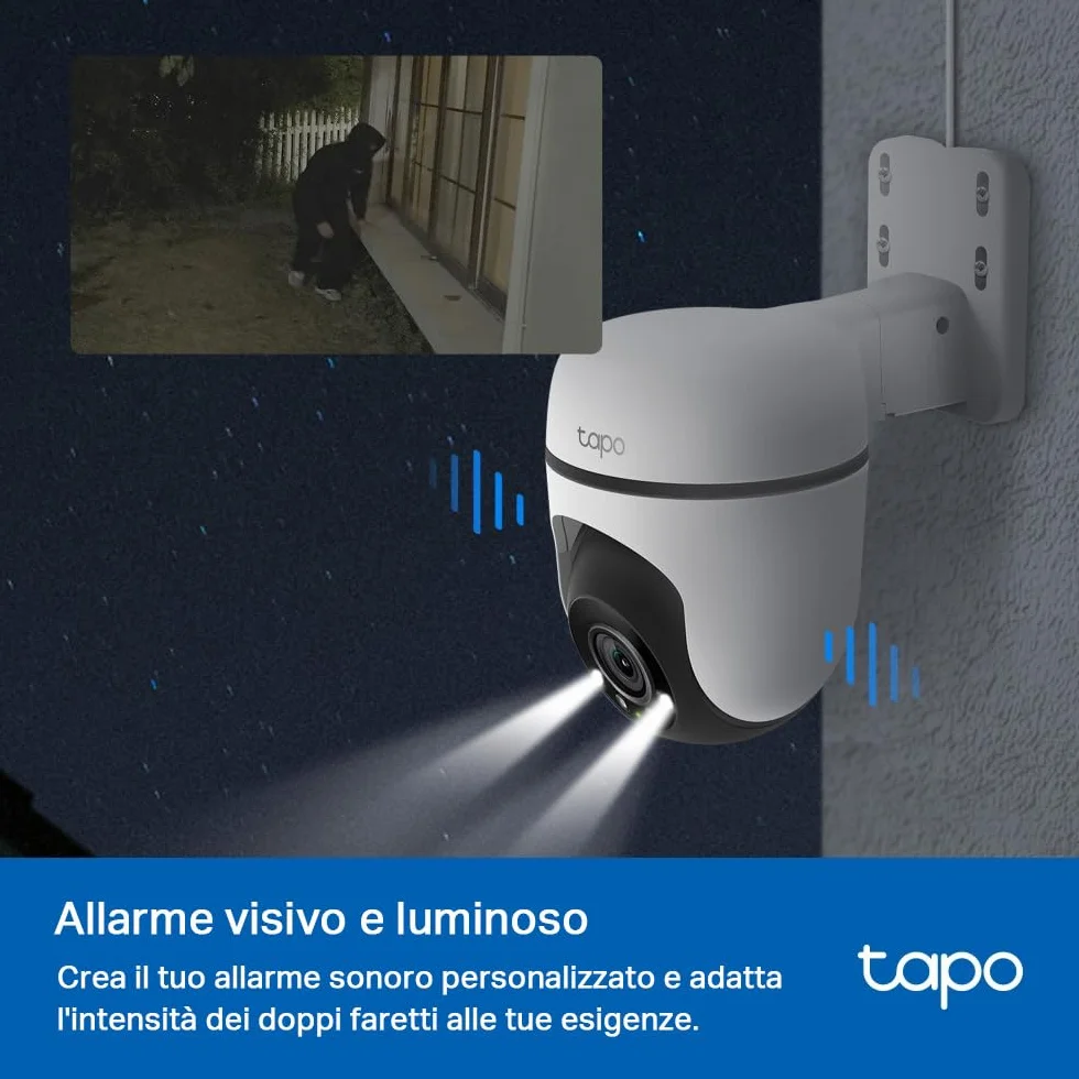 Tapo C500 Telecamera Wi-Fi Esterno FHD 360° IP65 Visione Notturna a Colori Rilevamenti Smart AI
