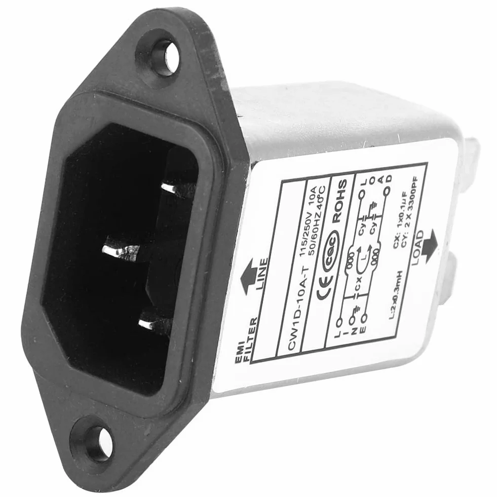 Filtro di Alimentazione EMI 115 V-250 V 10A 50/60Hz Monofase