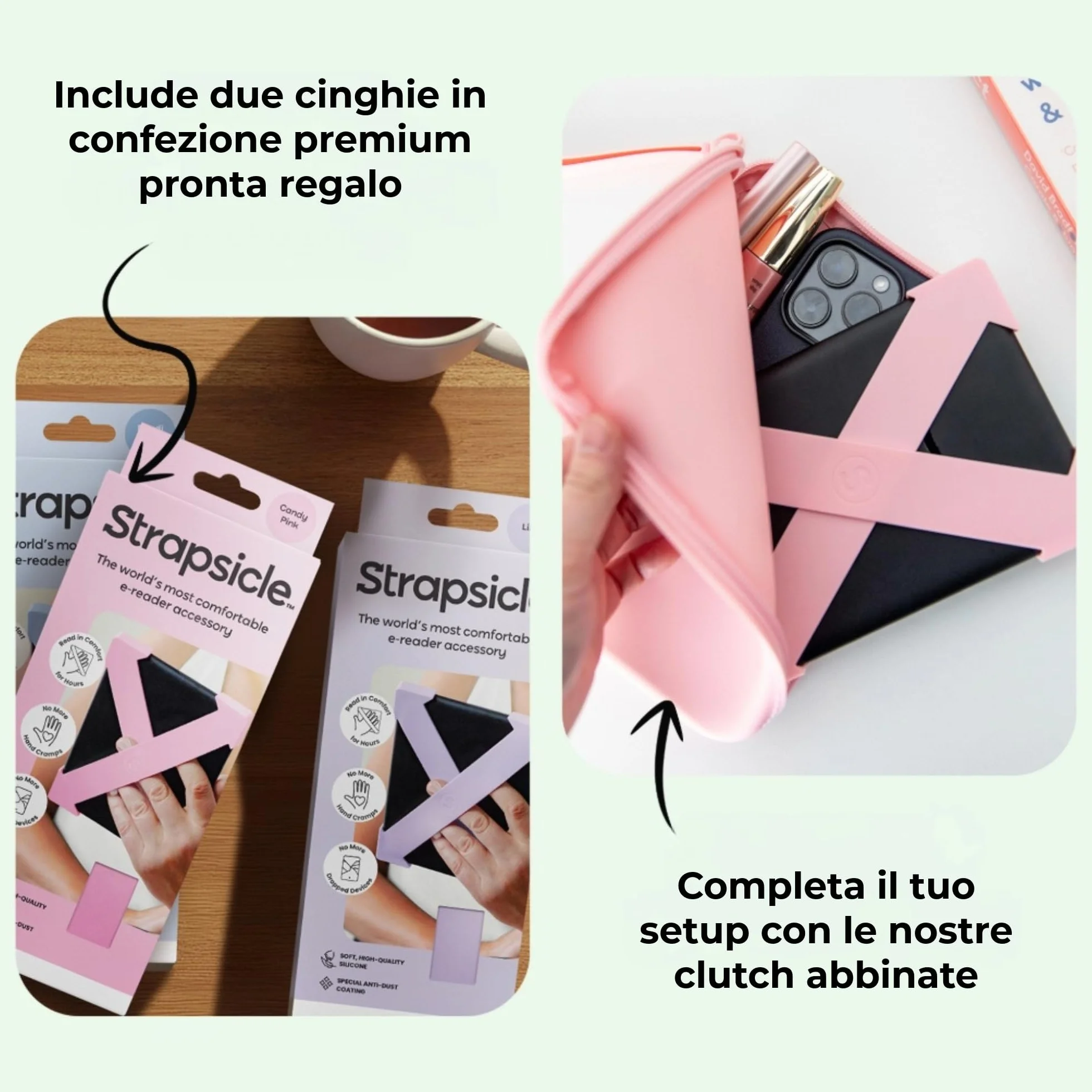 Strapsicle Cinturino per Kindle Paperwhite Gen 11/12 (6,8"/7") & Kobo - Confezione 2 - Grande - Blu Bondi