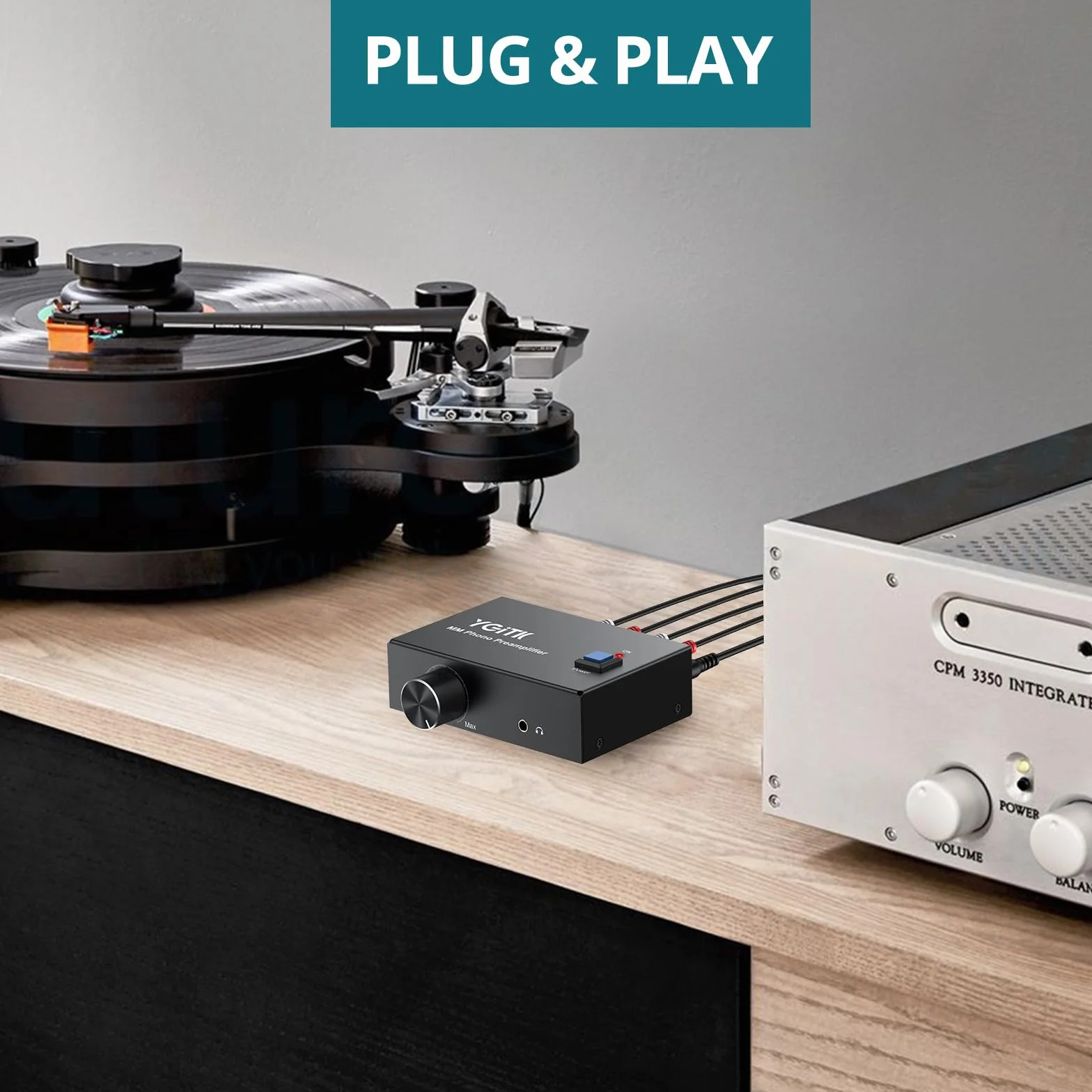 MM Phono Preamplifier RCA Placcata in Oro Ingresso/Uscita DC 12V Mini Preamplificatore Stereo a Basso Rumore